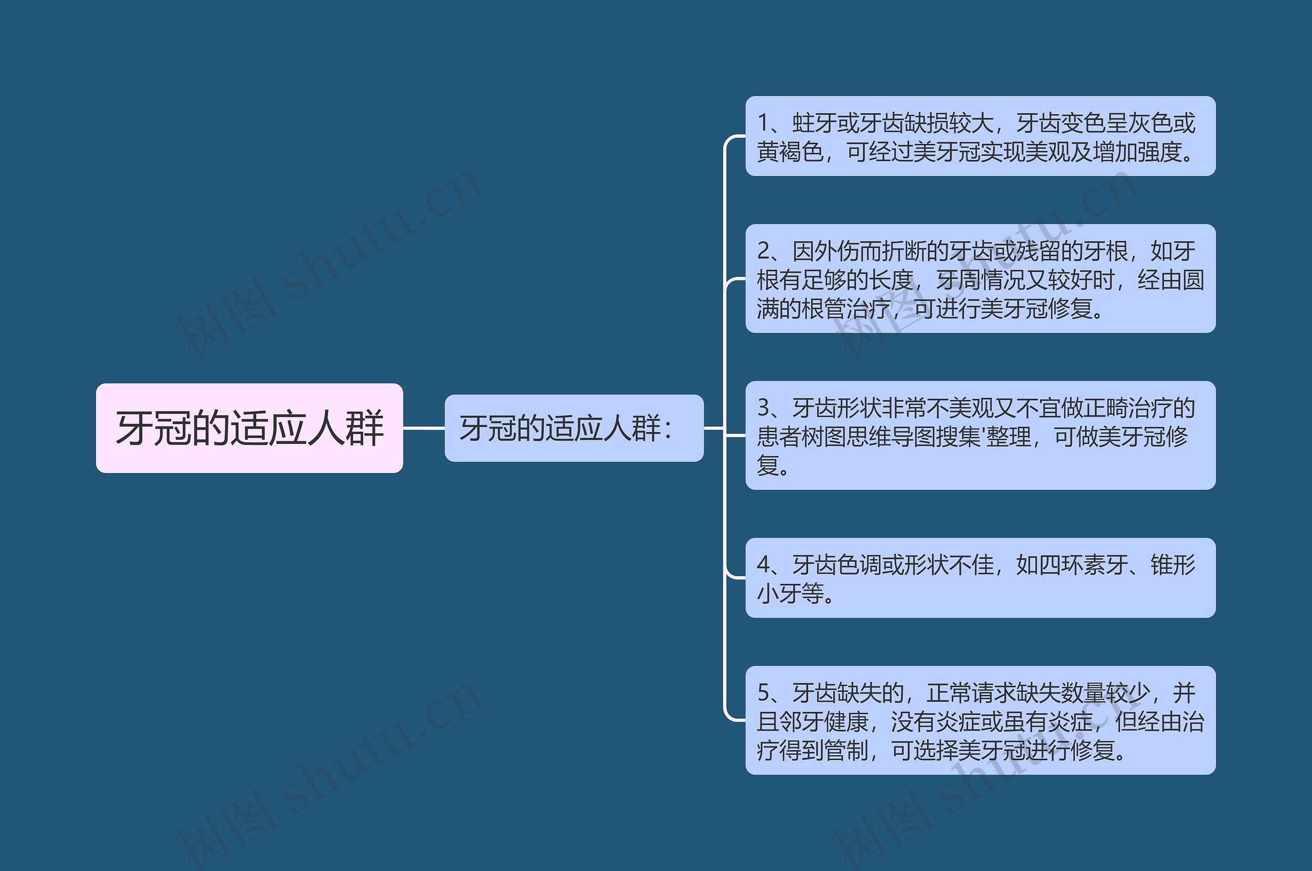 牙冠的适应人群思维导图