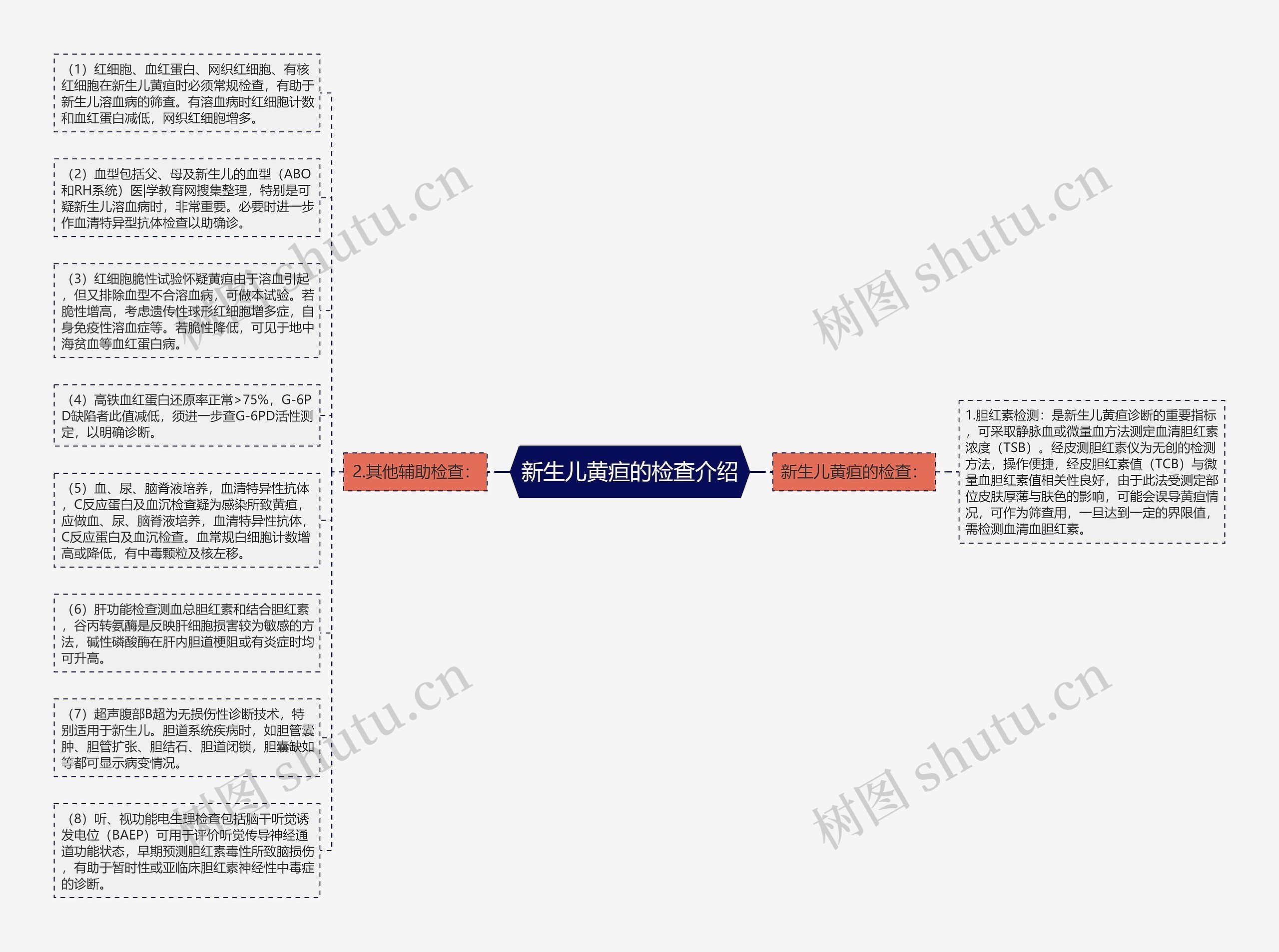 新生儿黄疸的检查介绍思维导图