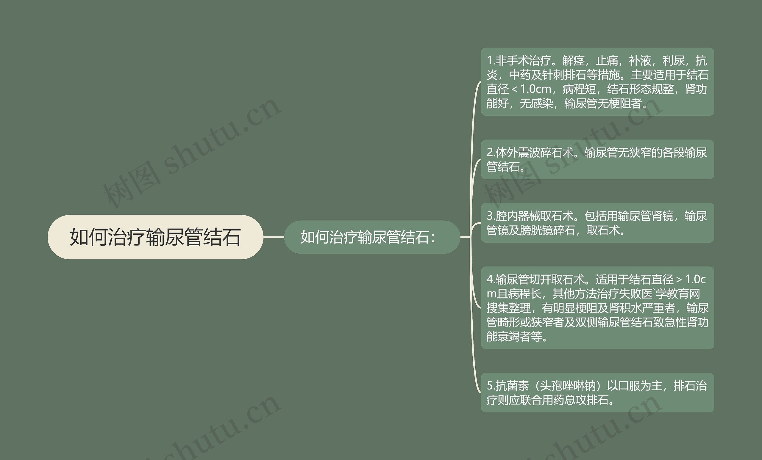 如何治疗输尿管结石思维导图