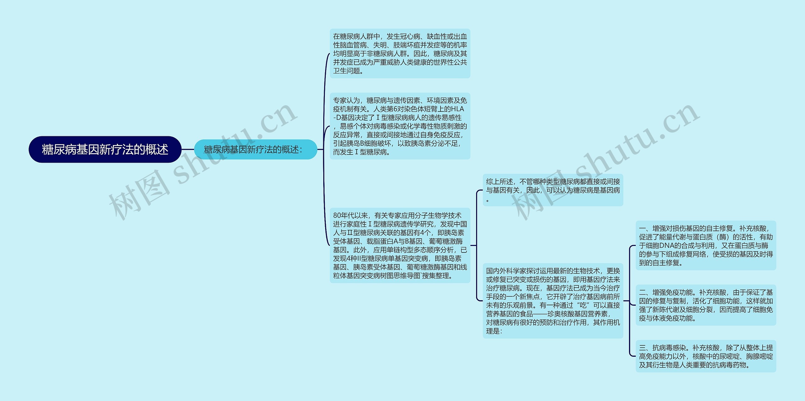 糖尿病基因新疗法的概述思维导图