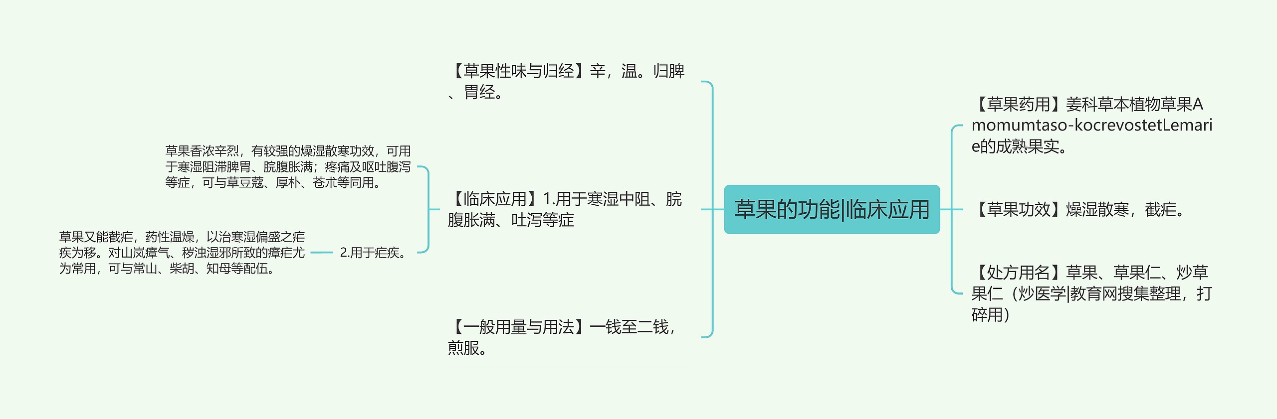 草果的功能|临床应用思维导图