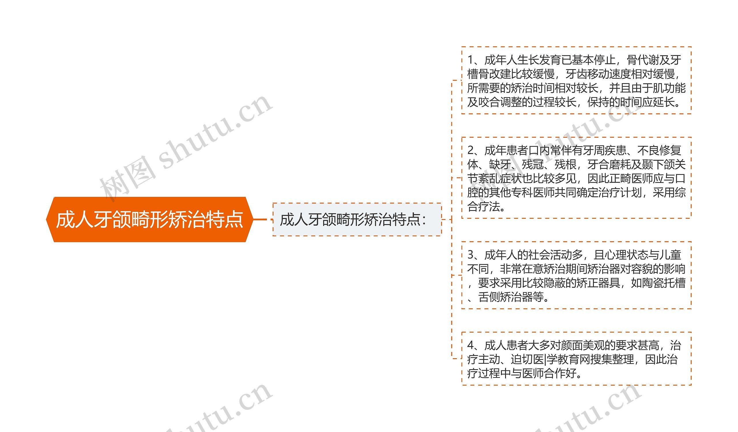 成人牙颌畸形矫治特点思维导图高清图 成人牙颌畸形矫治特点思维导图