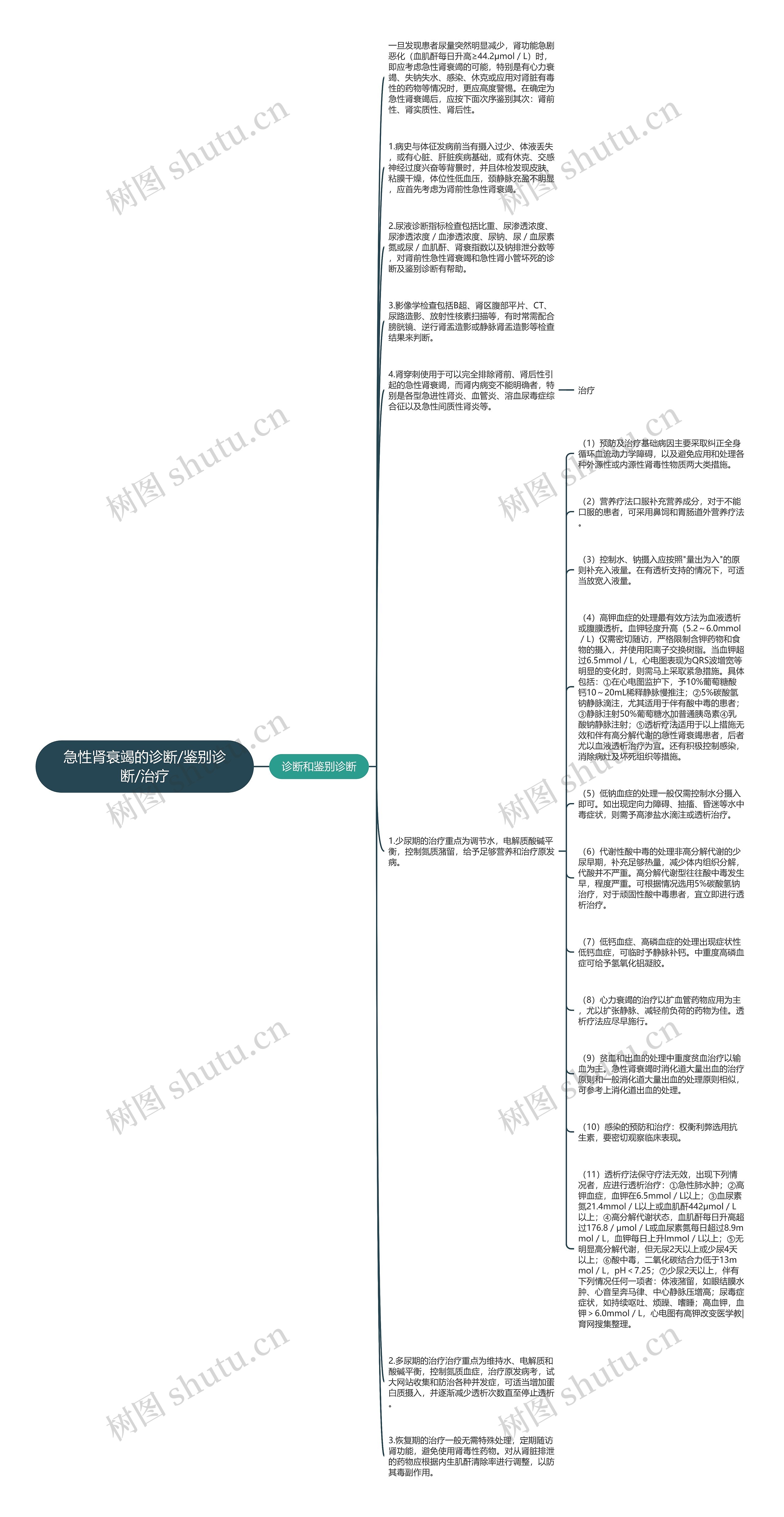 急性肾衰竭的诊断/鉴别诊断/治疗思维导图