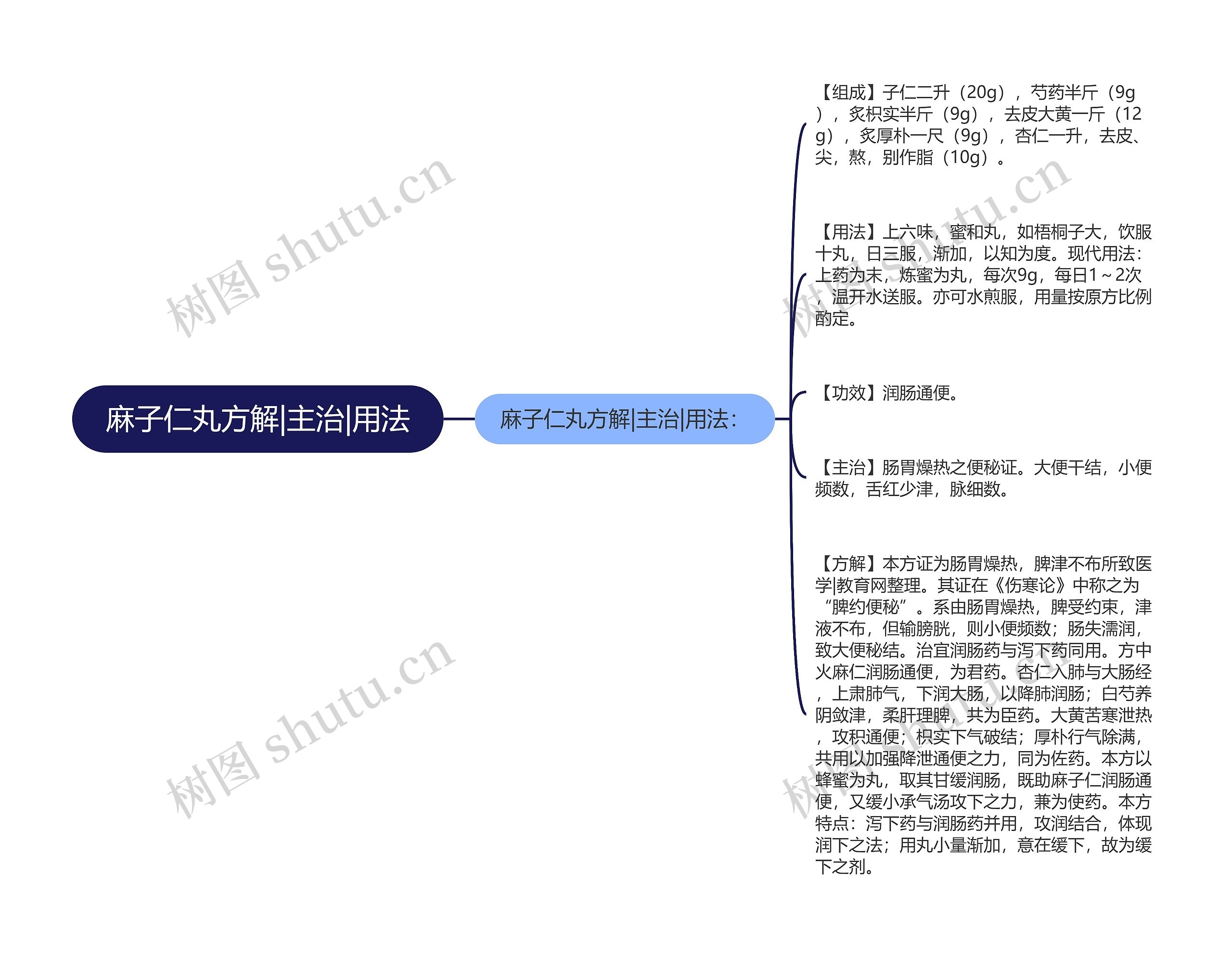 麻子仁丸方解|主治|用法思维导图