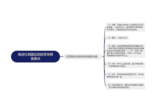 简述钉洞固位形的牙体预备要点