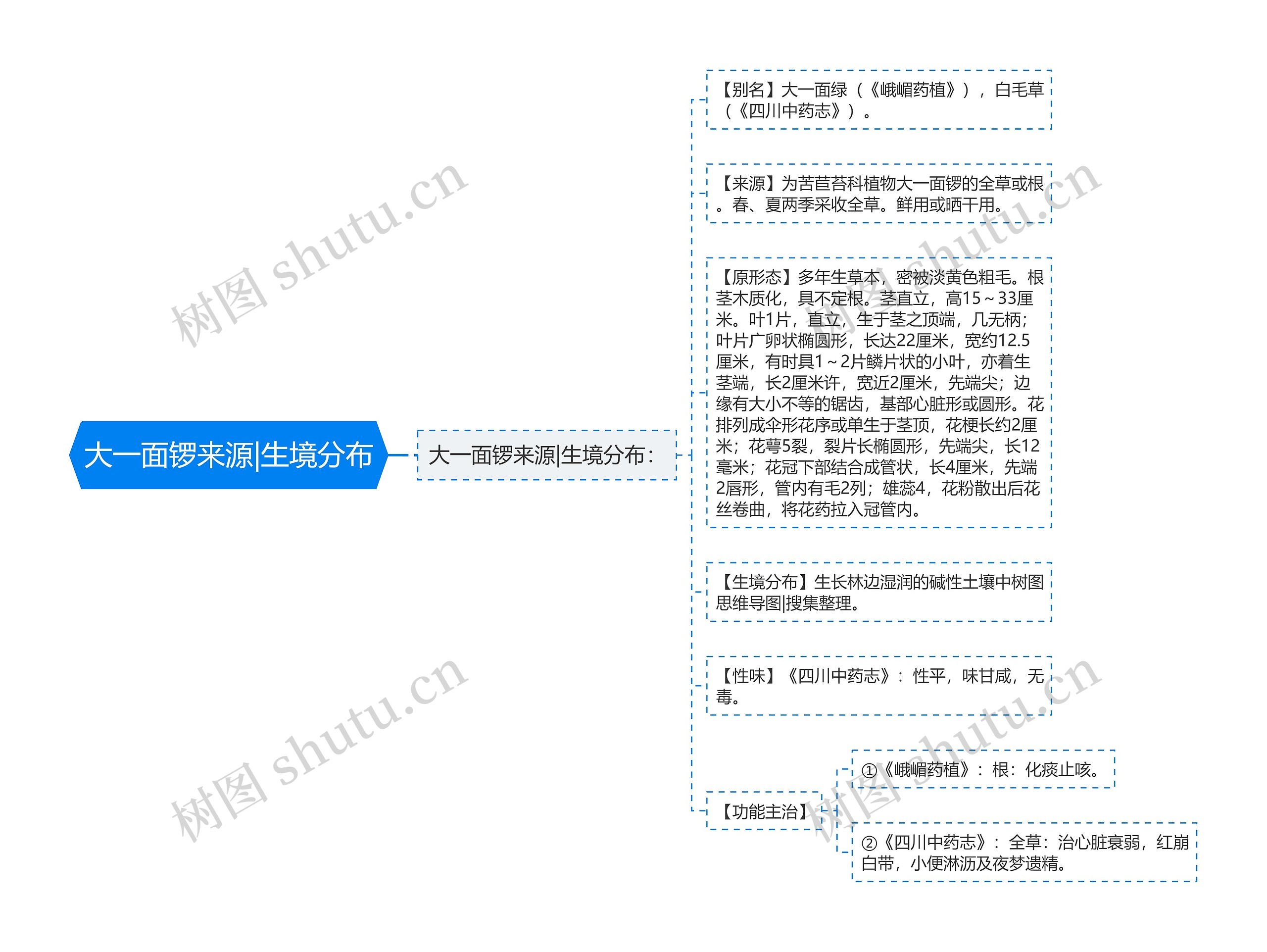 大一面锣来源|生境分布思维导图