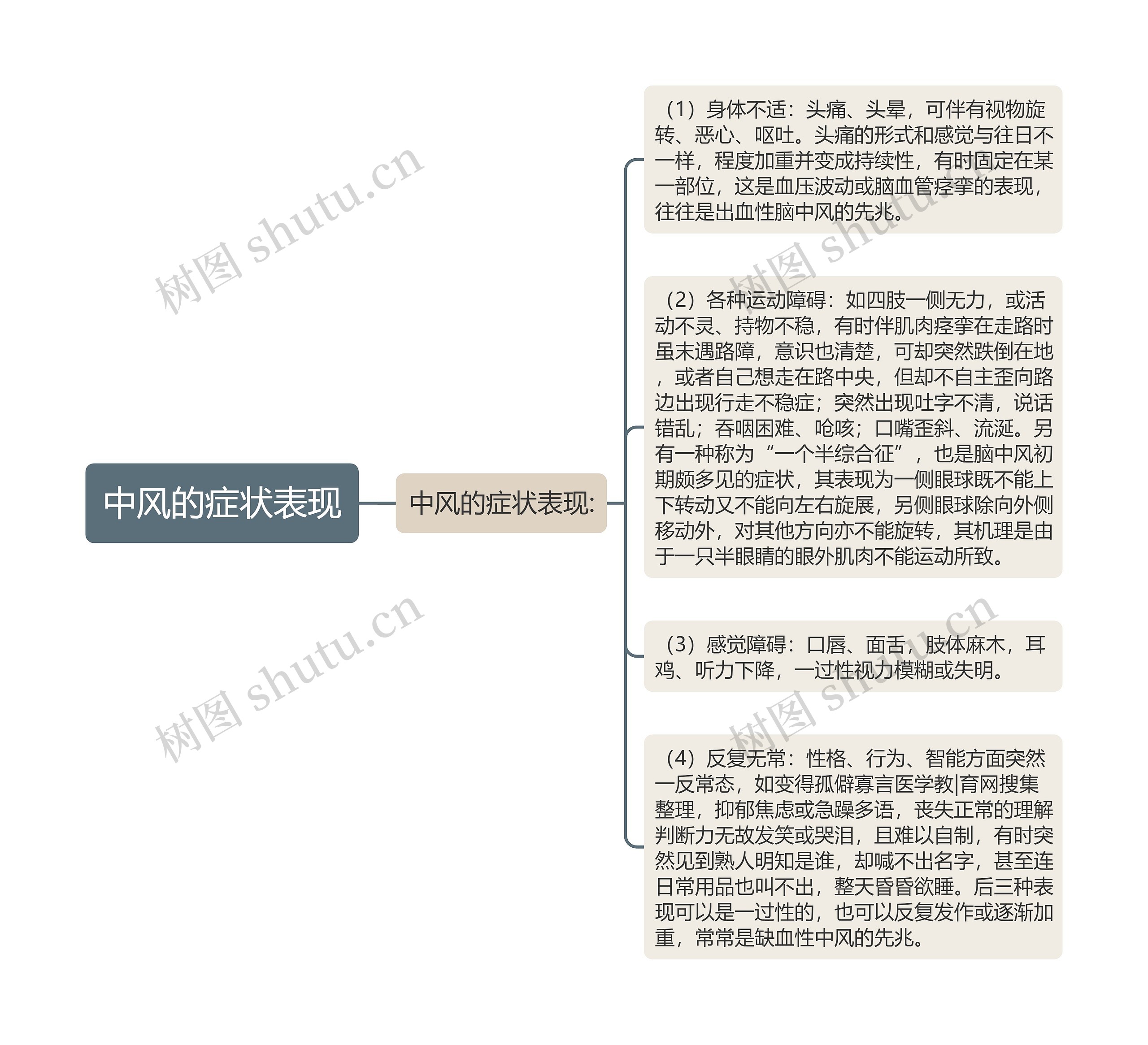 中风的症状表现思维导图