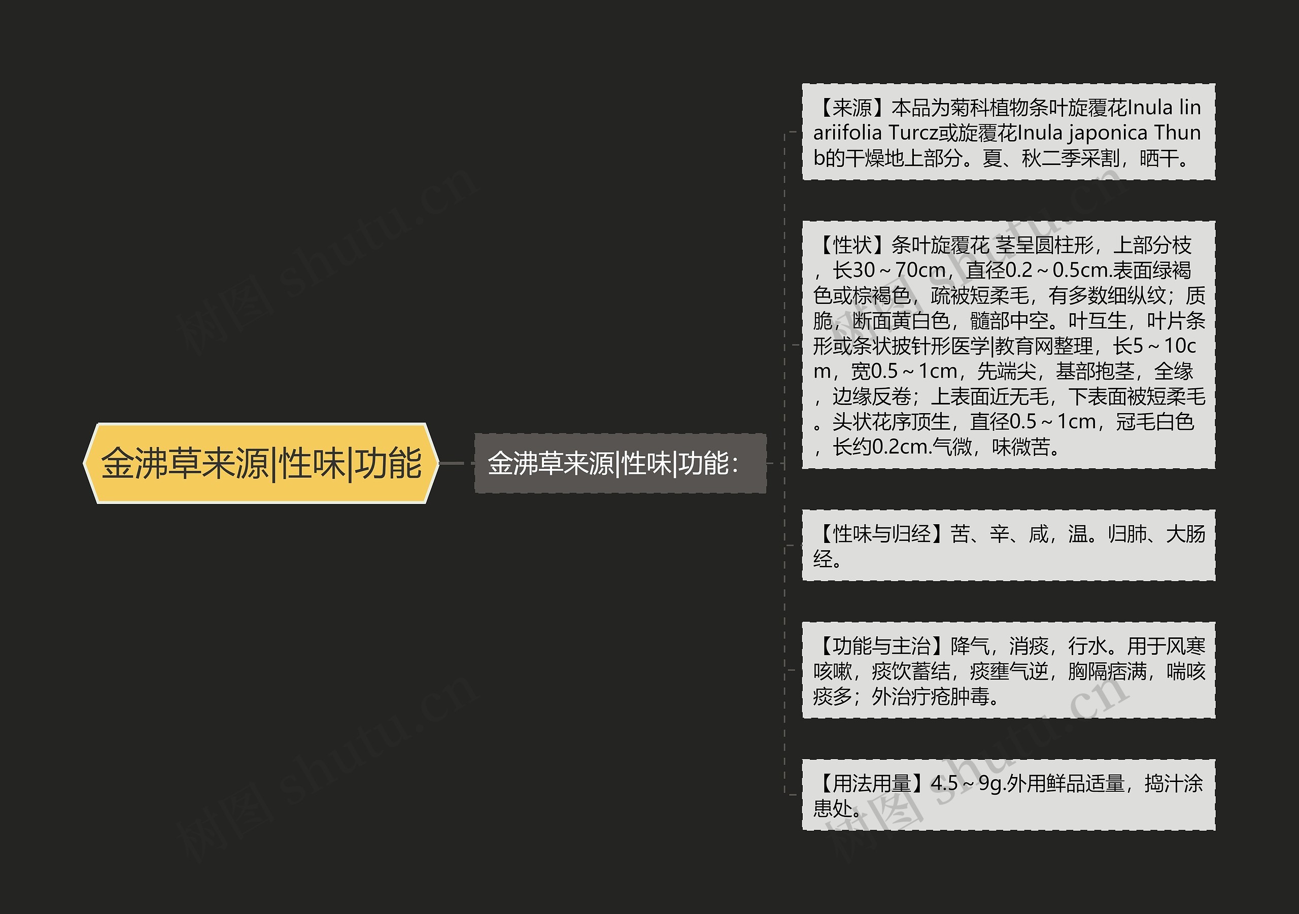 金沸草来源|性味|功能思维导图