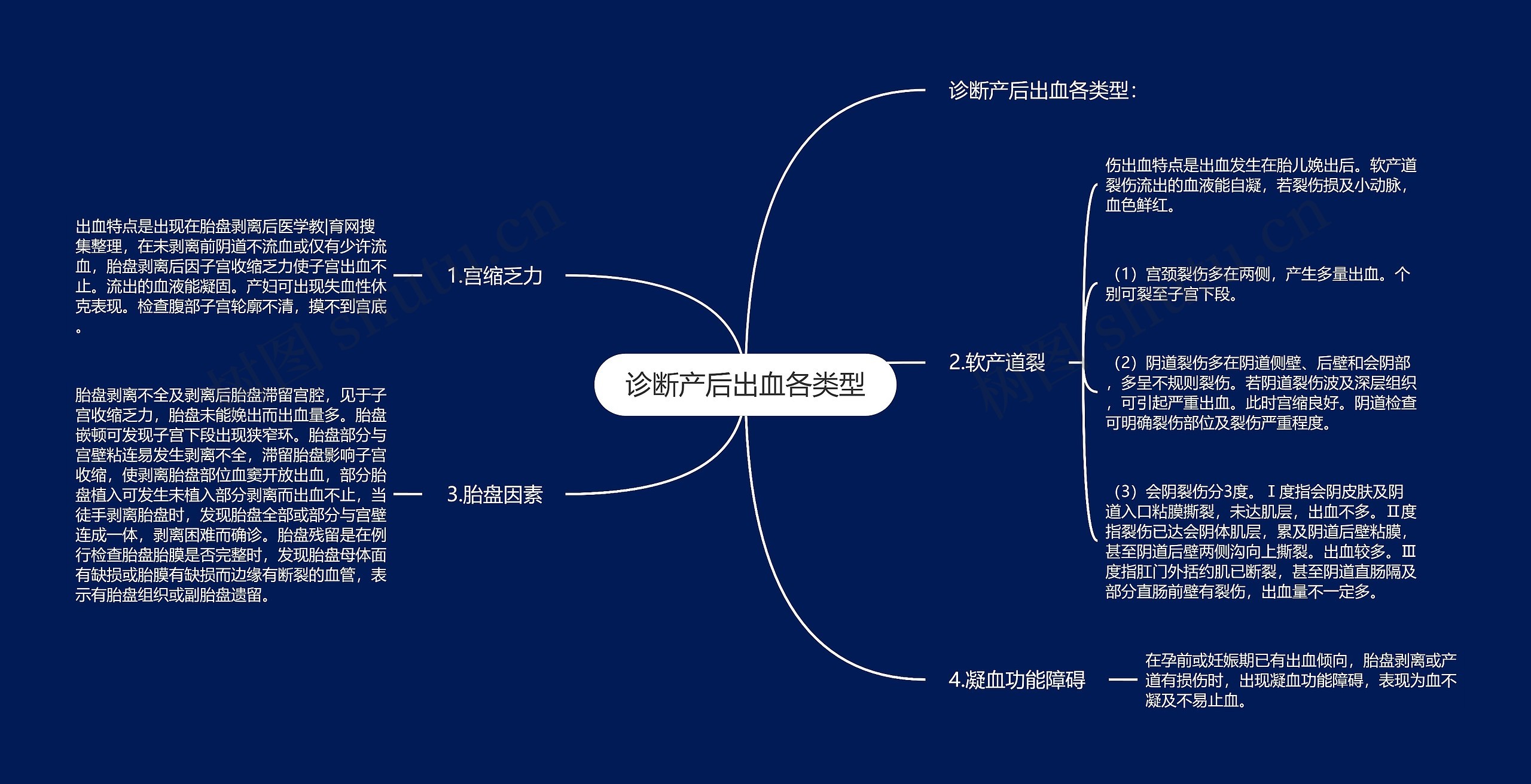 诊断产后出血各类型思维导图