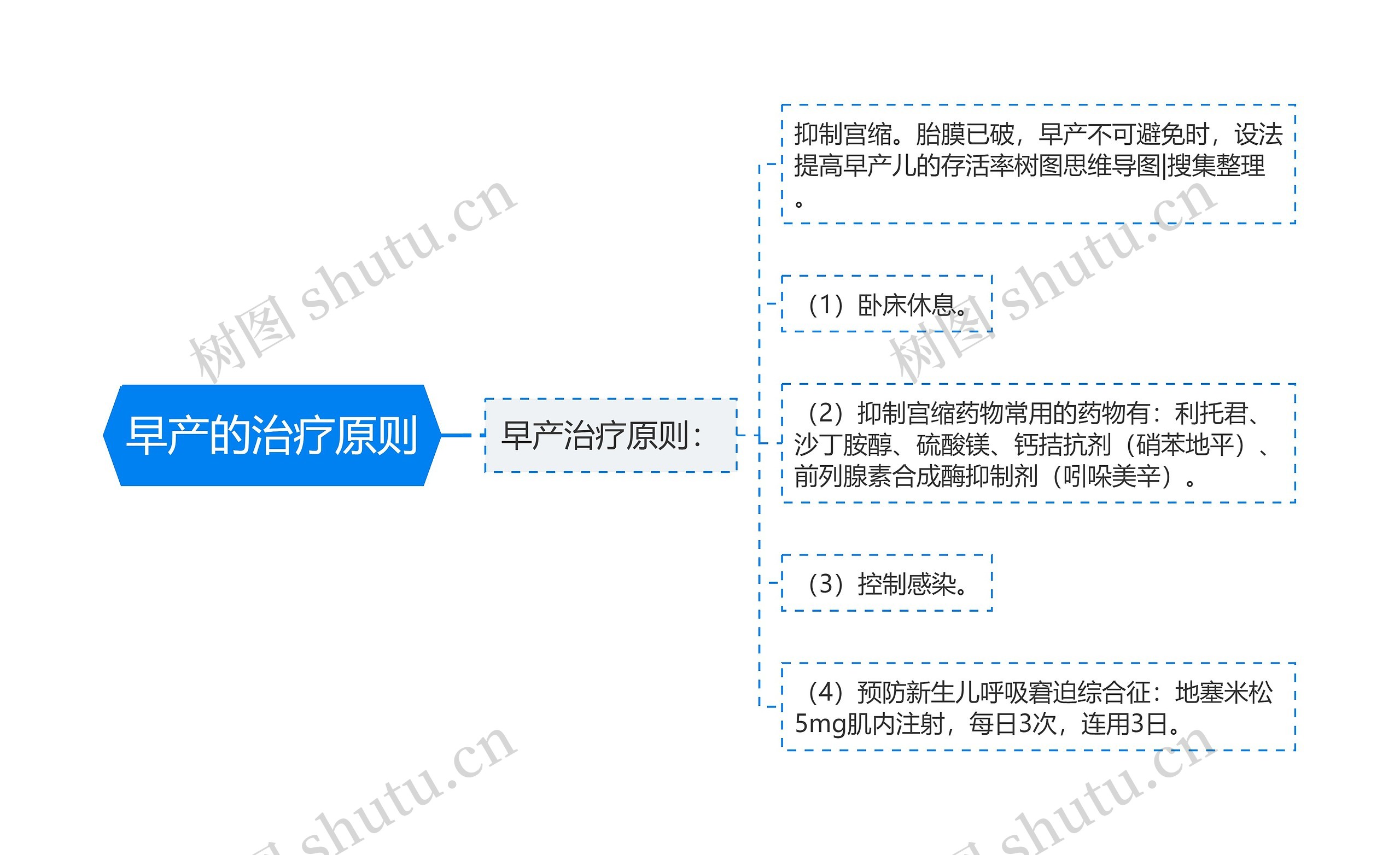 早产的治疗原则思维导图