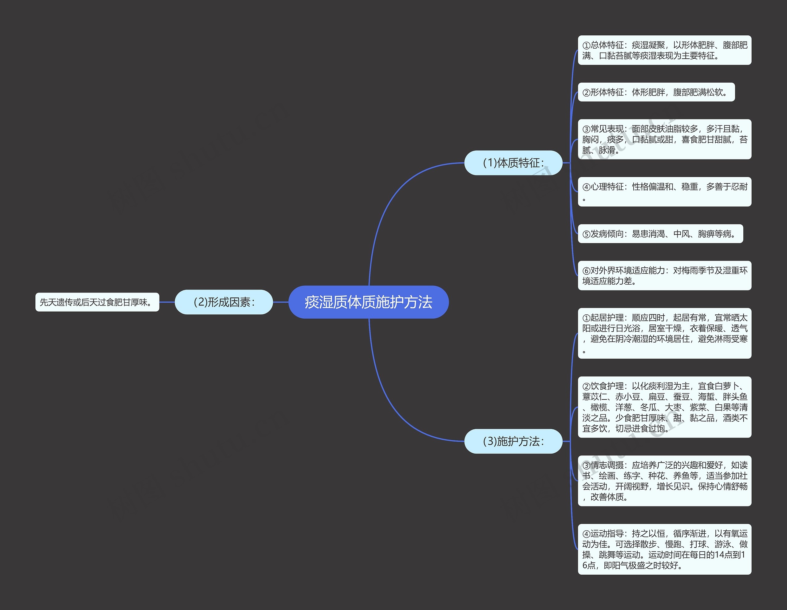 痰湿质体质施护方法思维导图