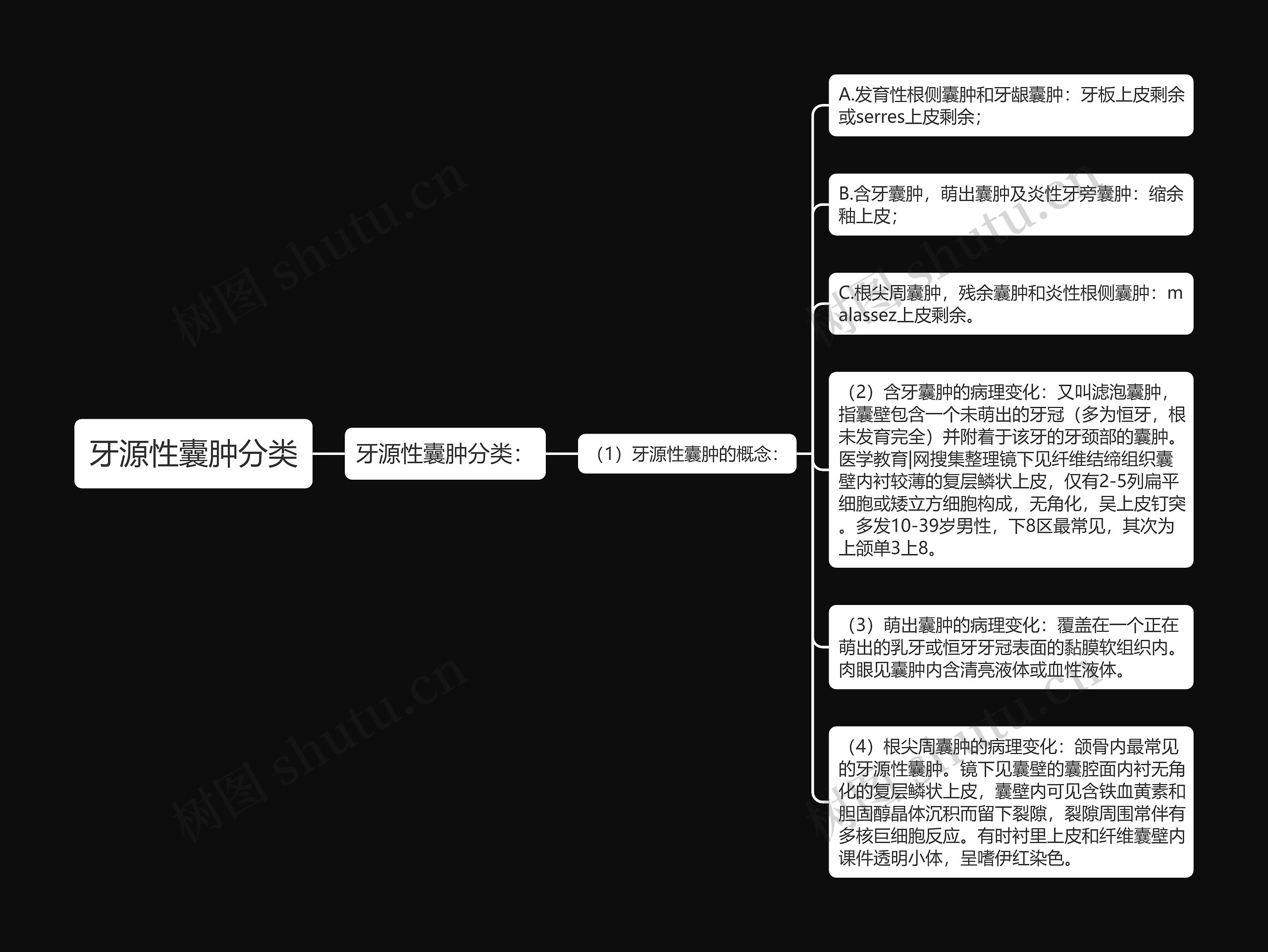 牙源性囊肿分类思维导图