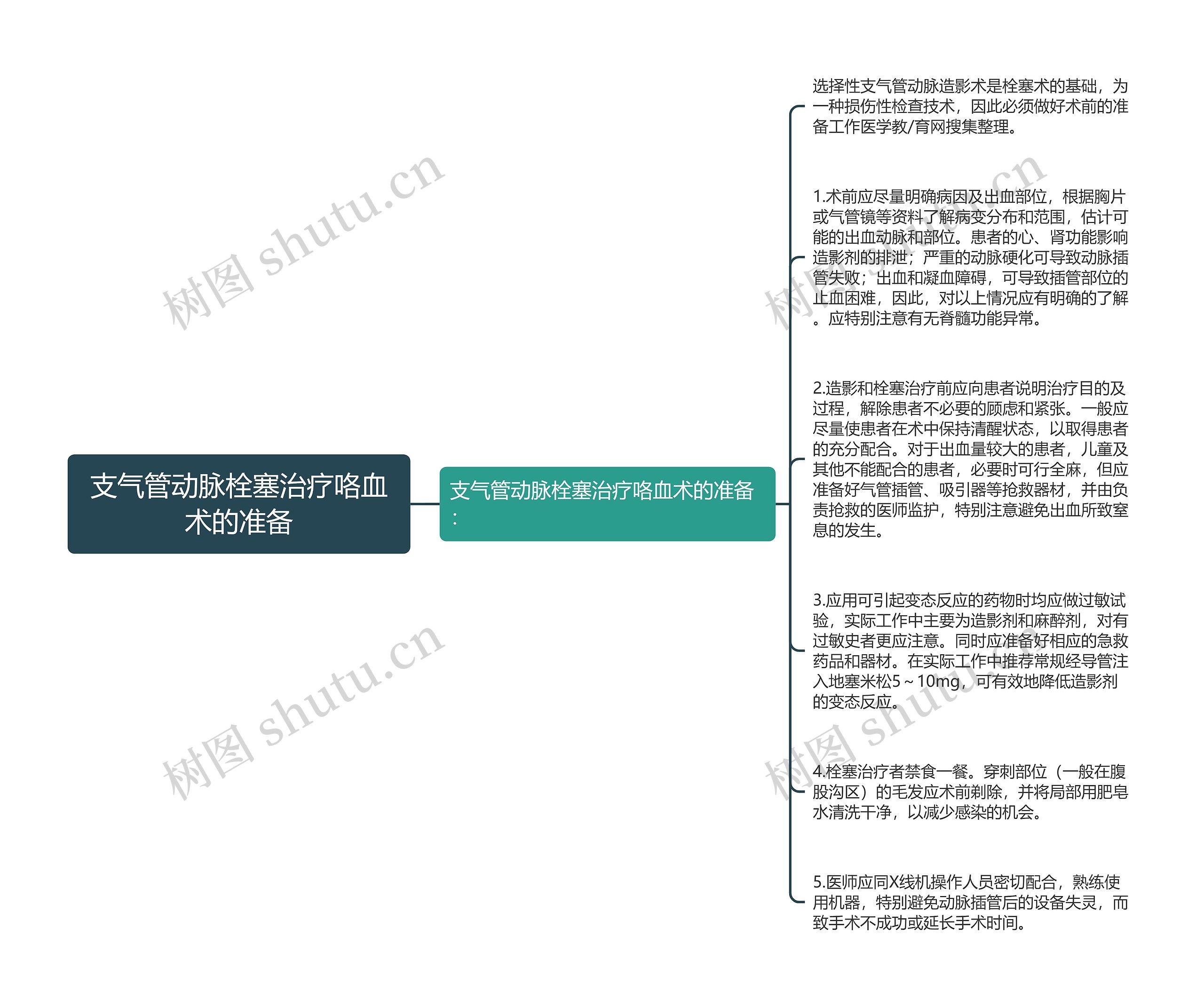 支气管动脉栓塞治疗咯血术的准备思维导图