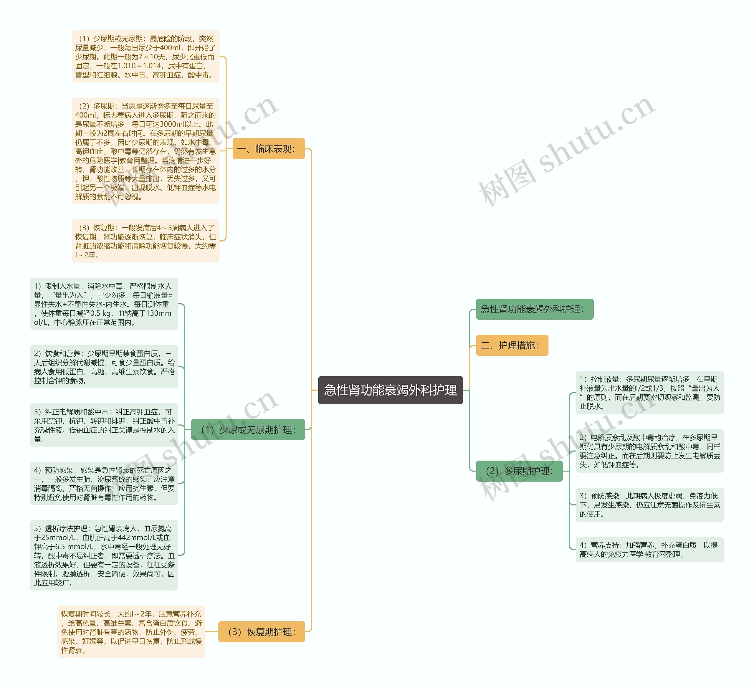 急性肾功能衰竭外科护理思维导图