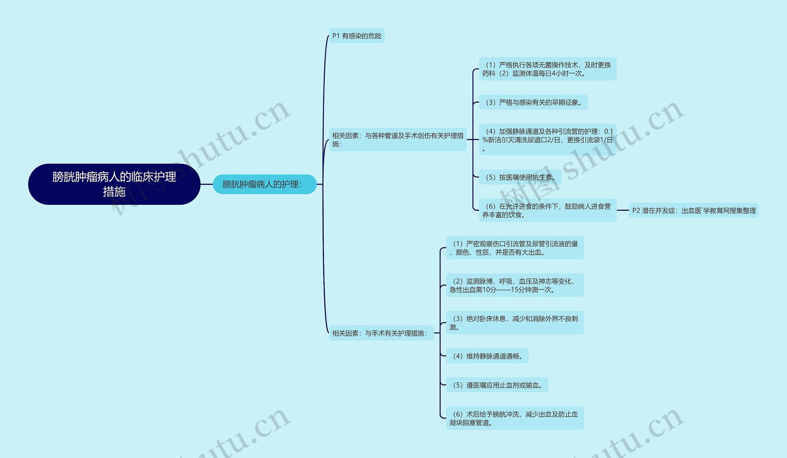 膀胱肿瘤病人的临床护理措施思维导图