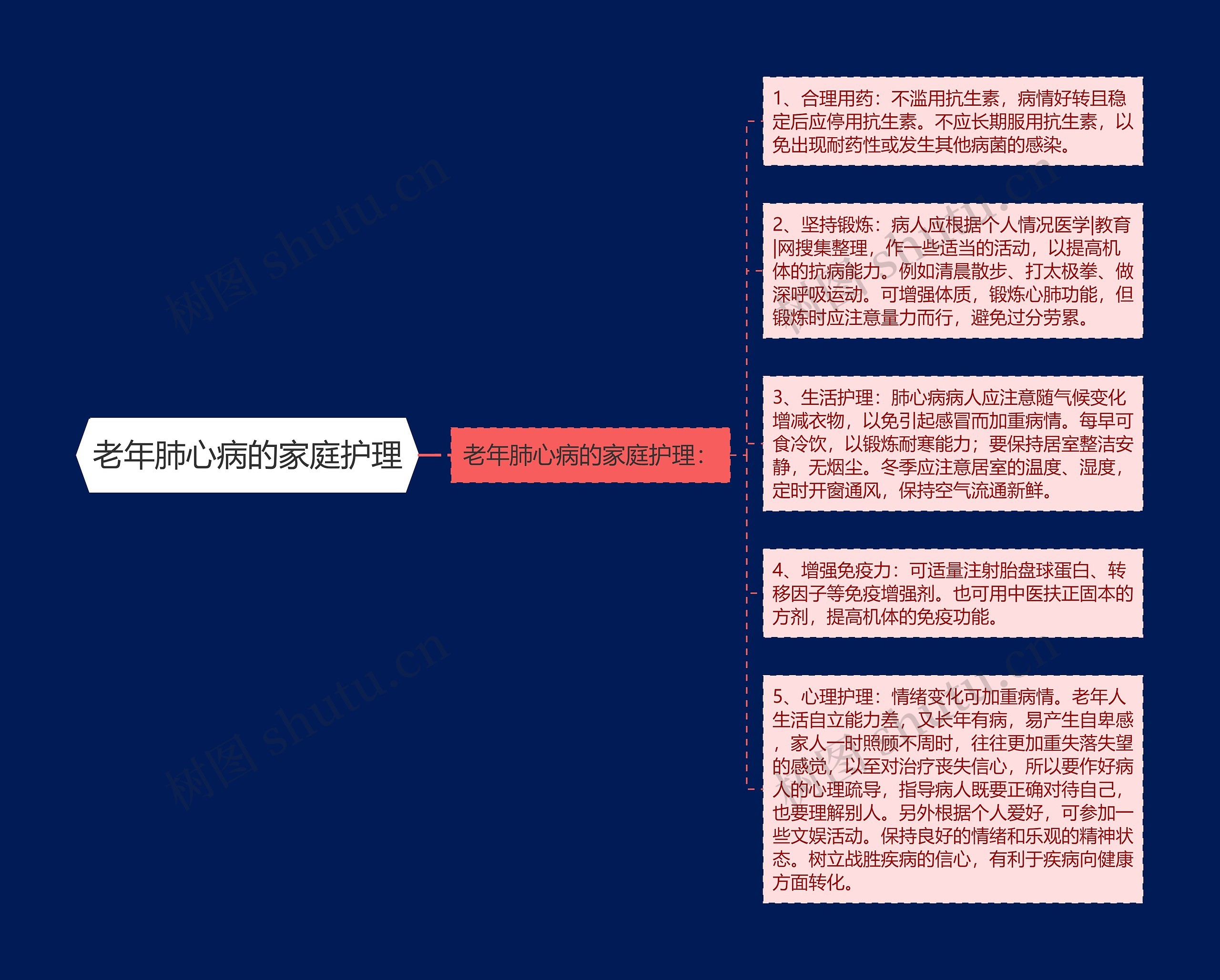 老年肺心病的家庭护理思维导图