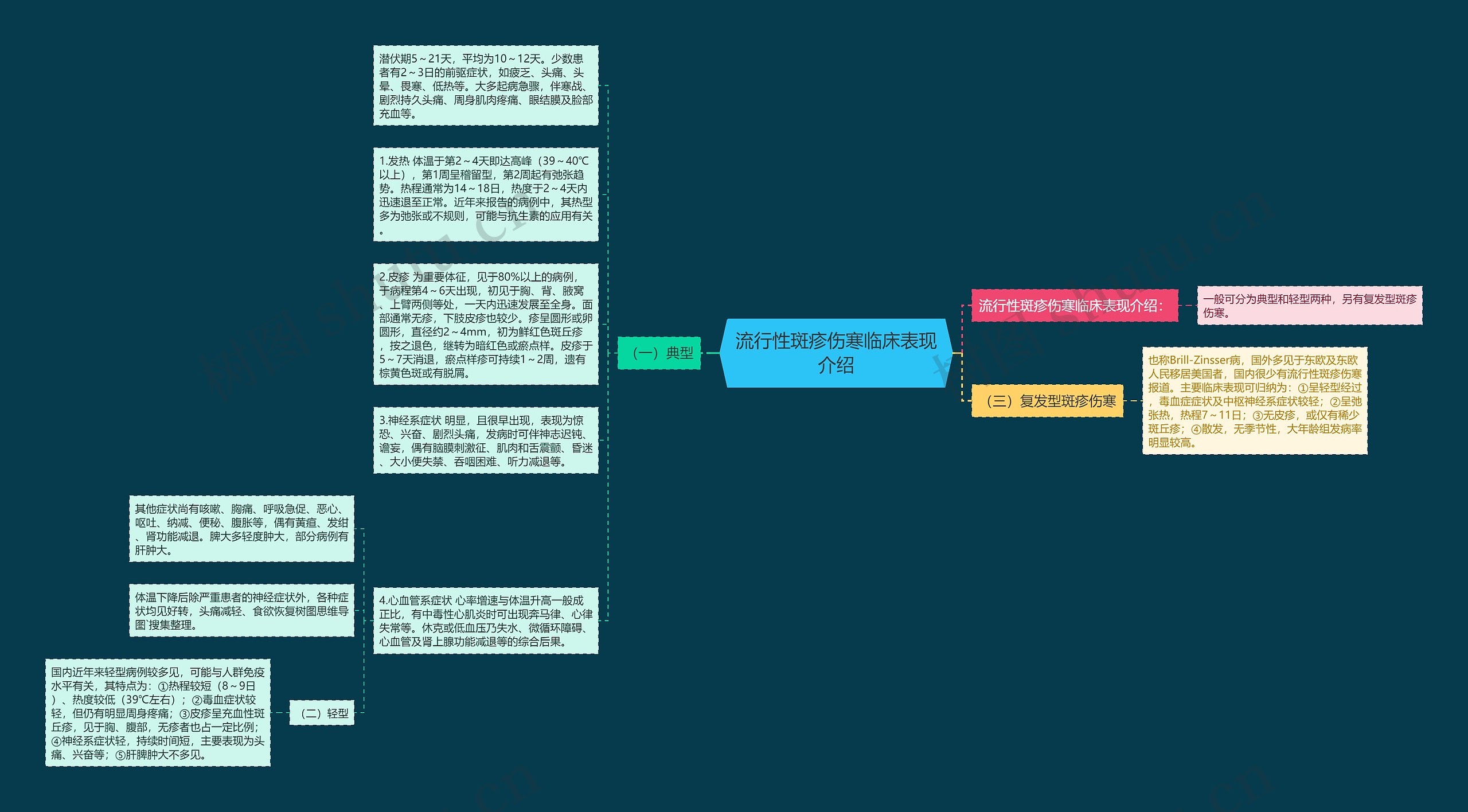 流行性斑疹伤寒临床表现介绍思维导图