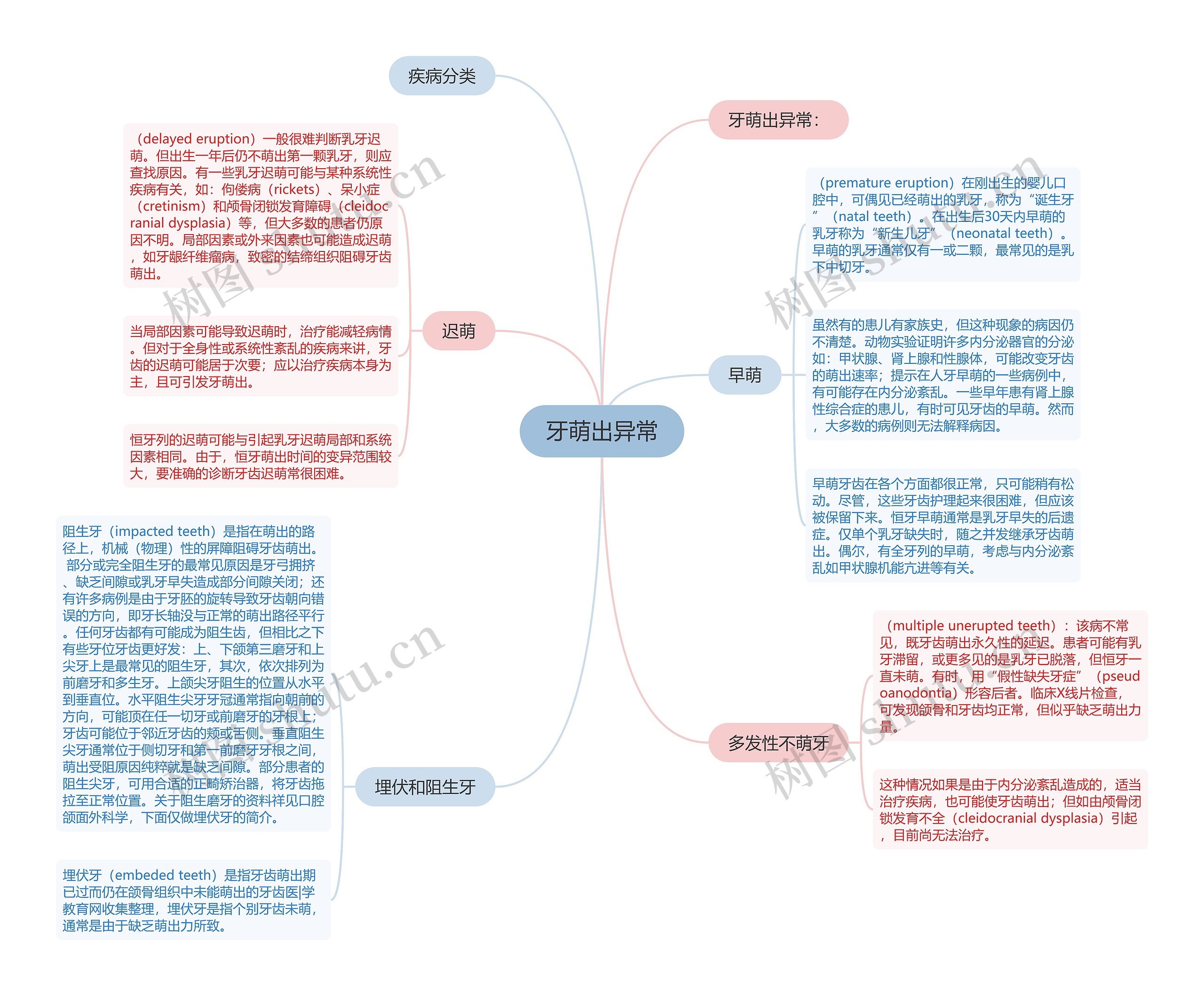 牙萌出异常思维导图