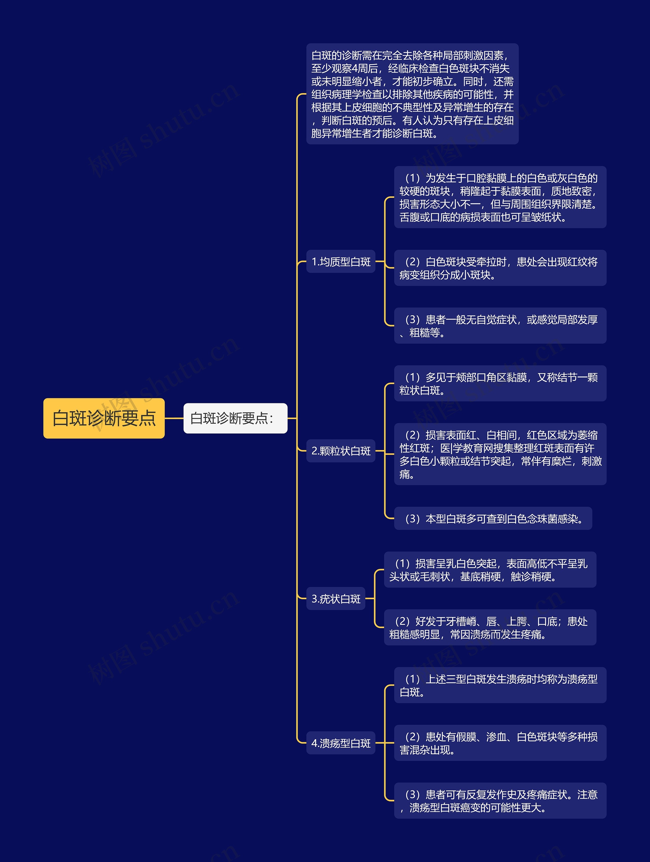 白斑诊断要点思维导图