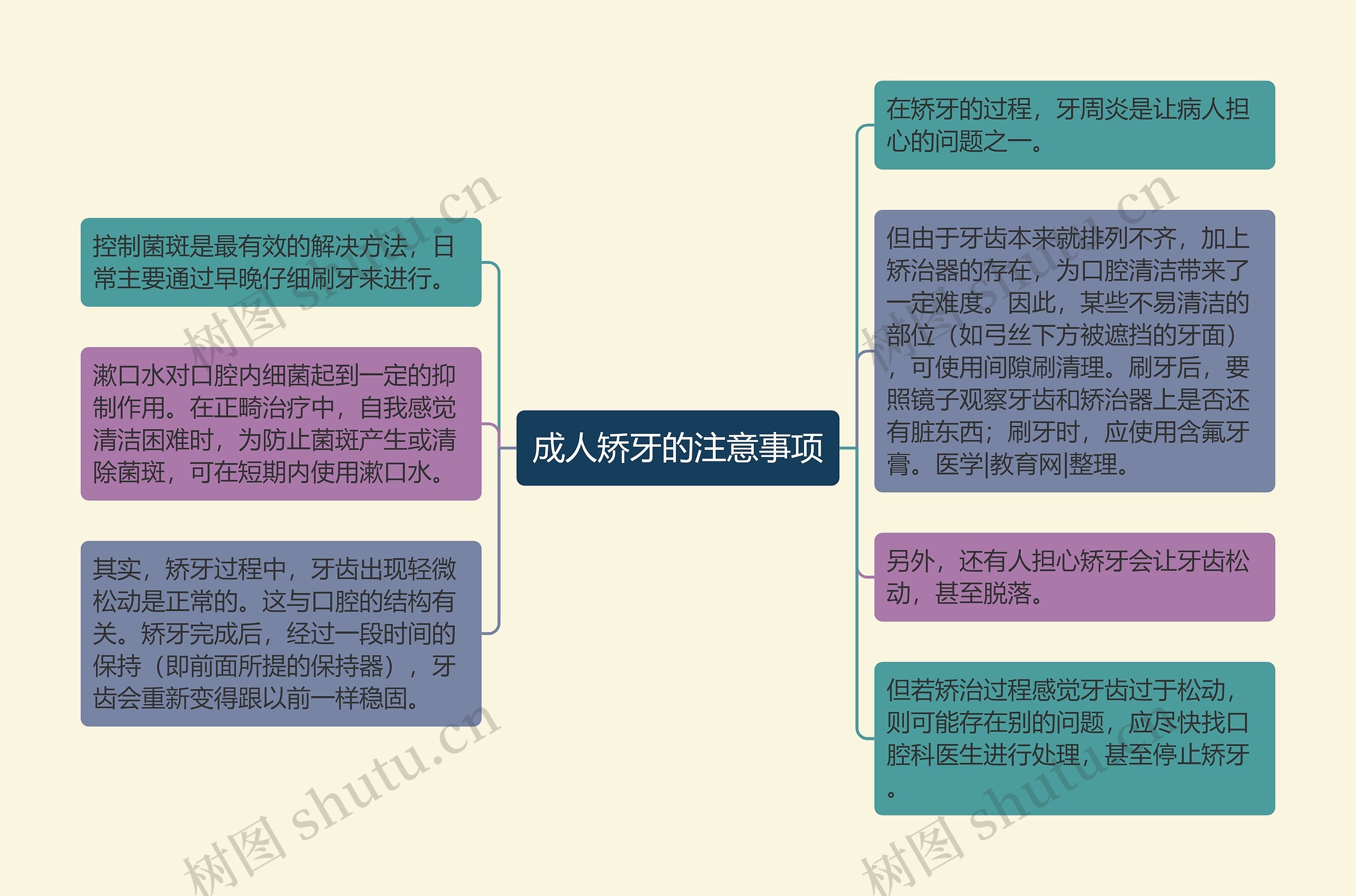 成人矫牙的注意事项思维导图