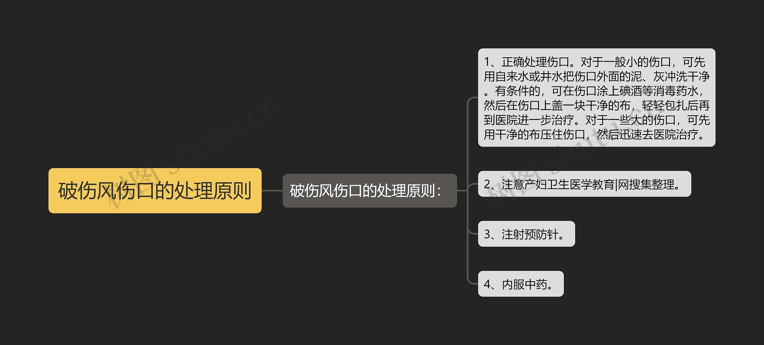 破伤风伤口的处理原则思维导图