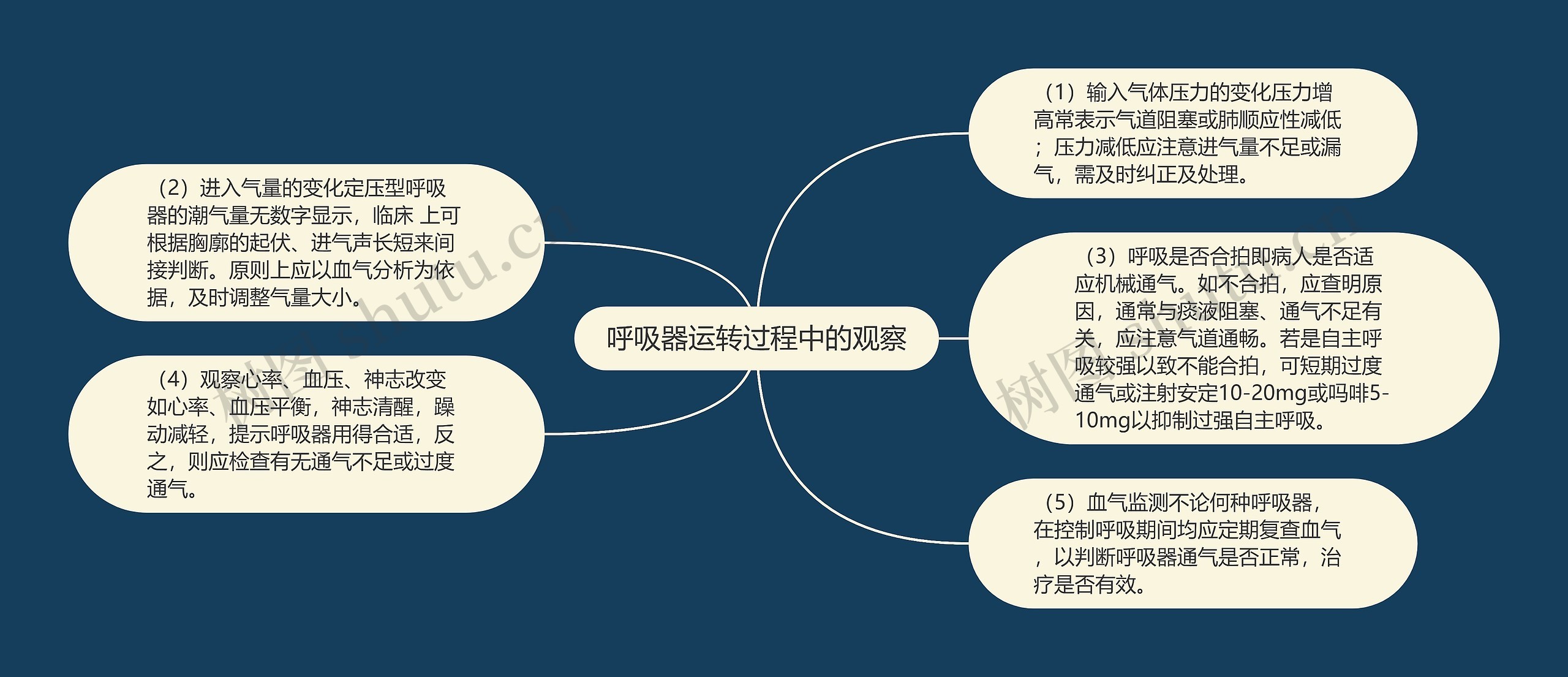 呼吸器运转过程中的观察思维导图