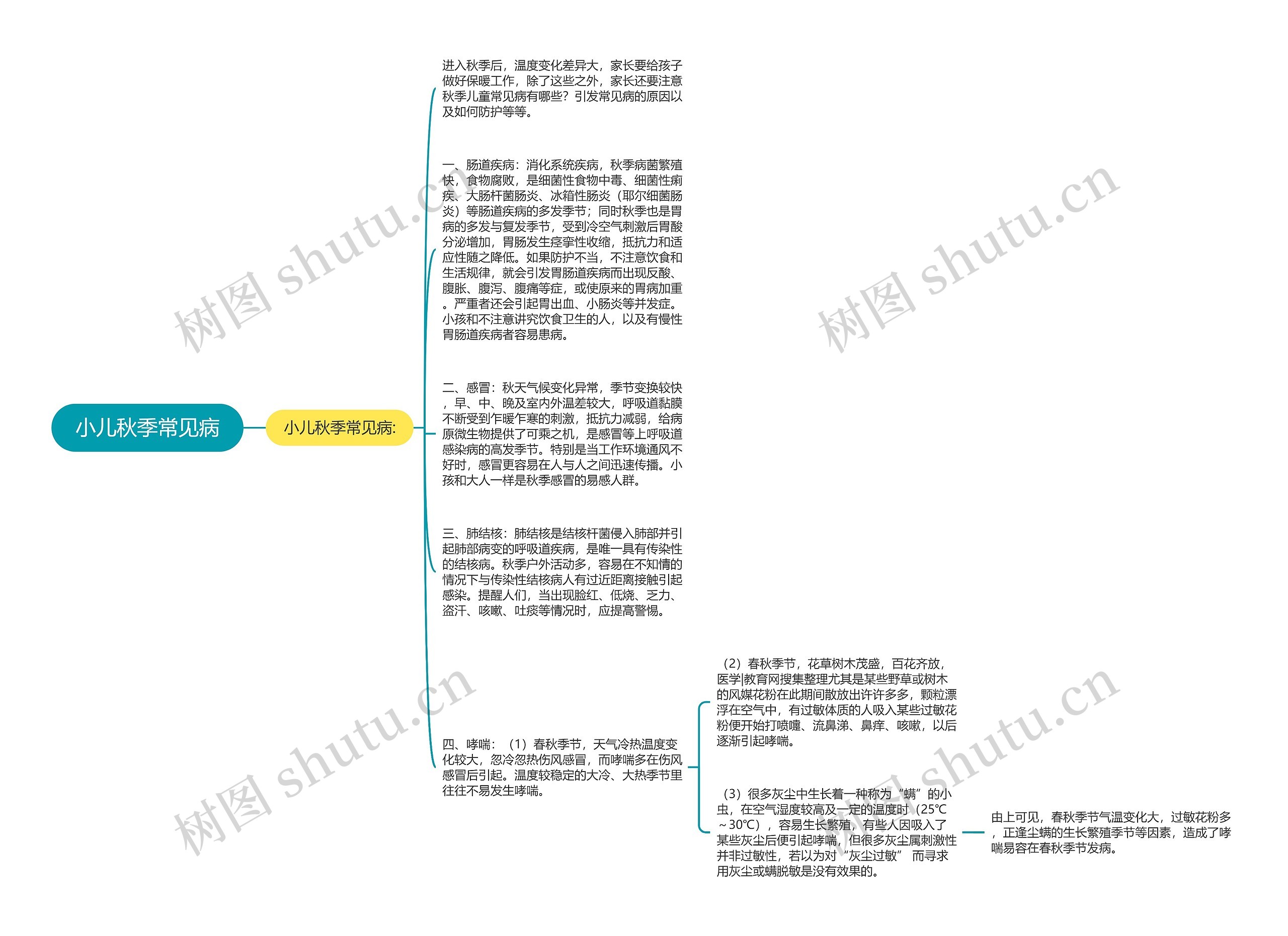 小儿秋季常见病思维导图