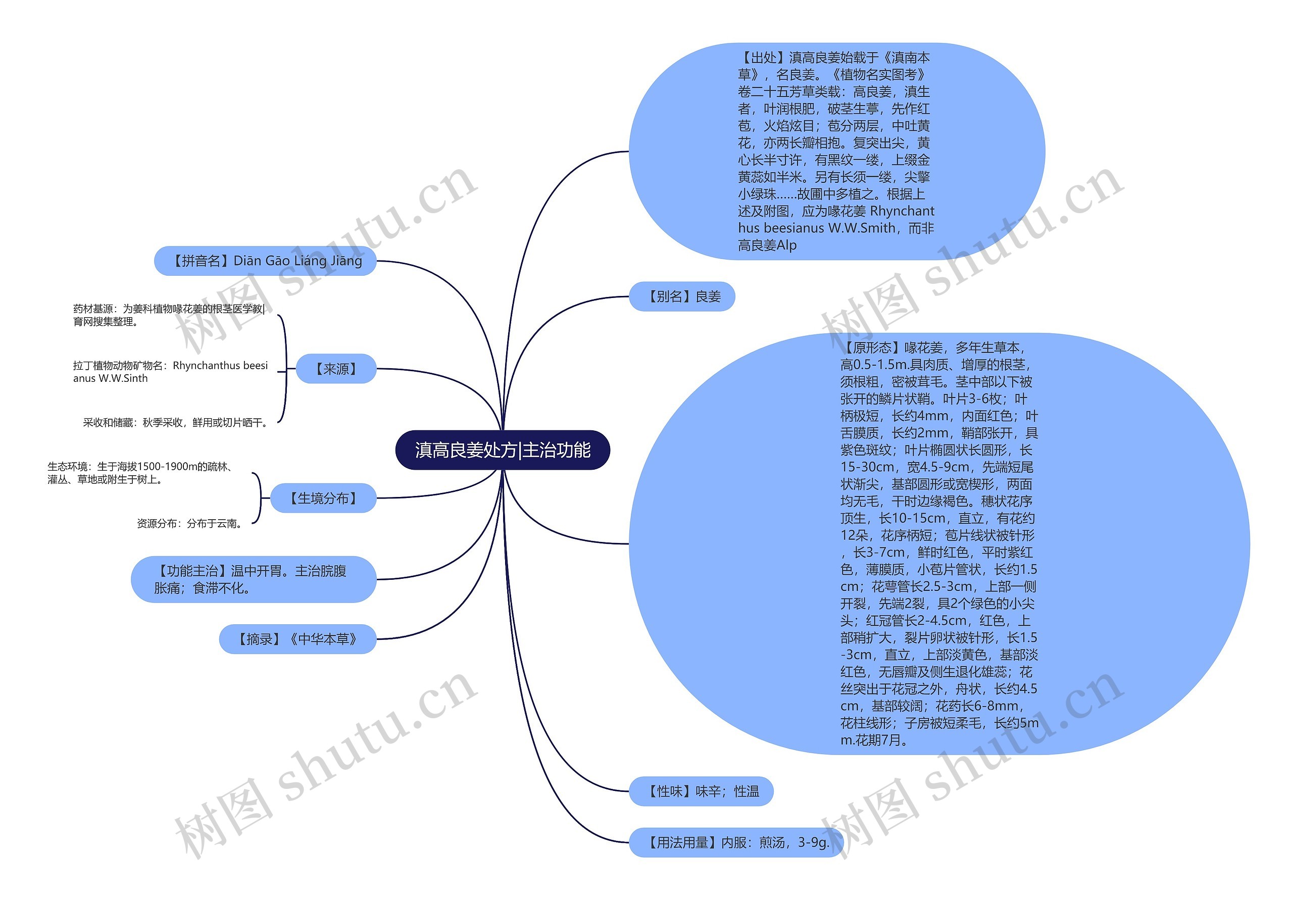 滇高良姜处方|主治功能思维导图