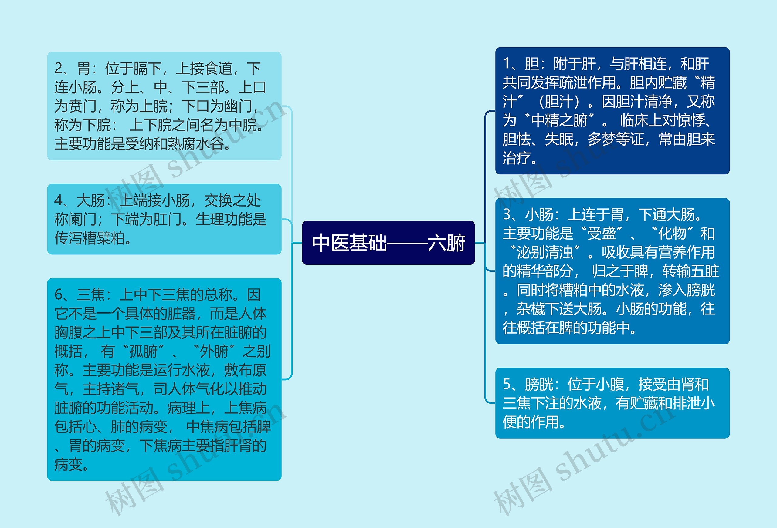 中医基础——六腑思维导图