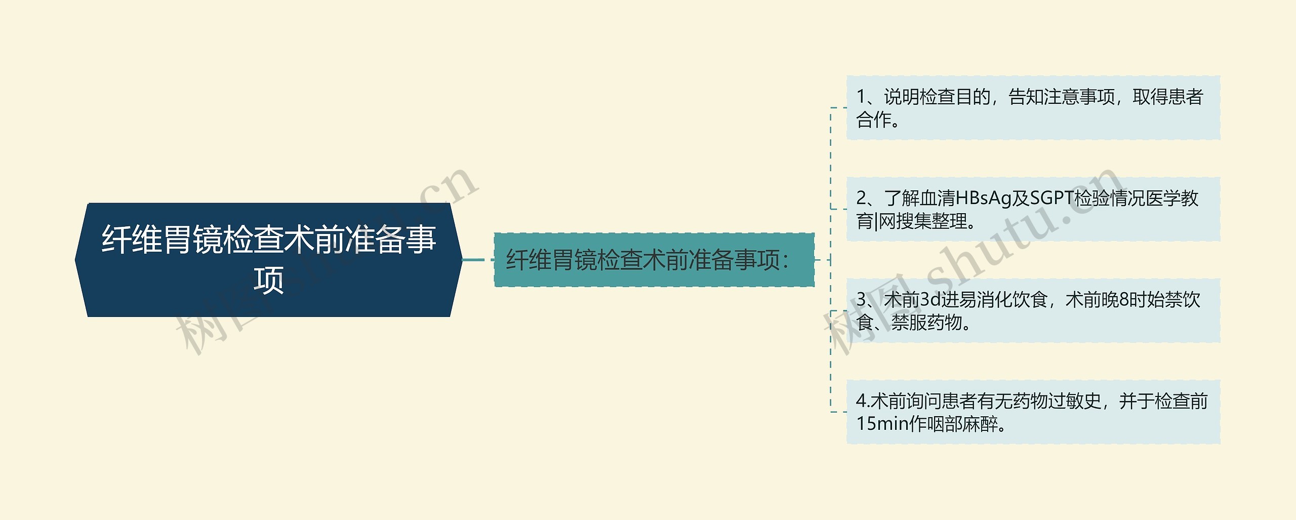 纤维胃镜检查术前准备事项思维导图