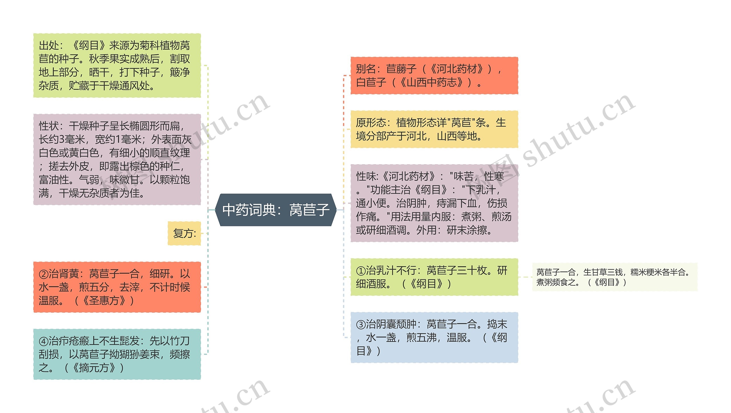 中药词典：莴苣子思维导图