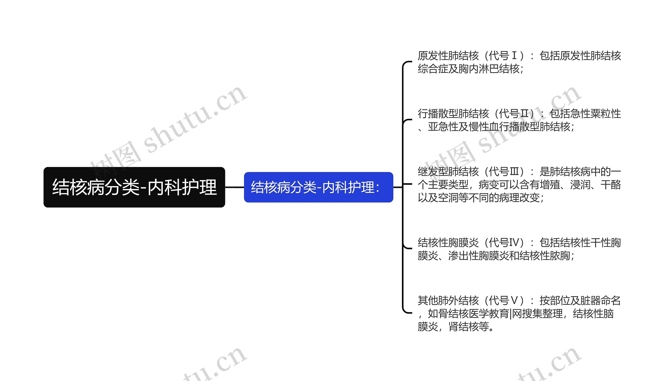 结核病分类-内科护理思维导图