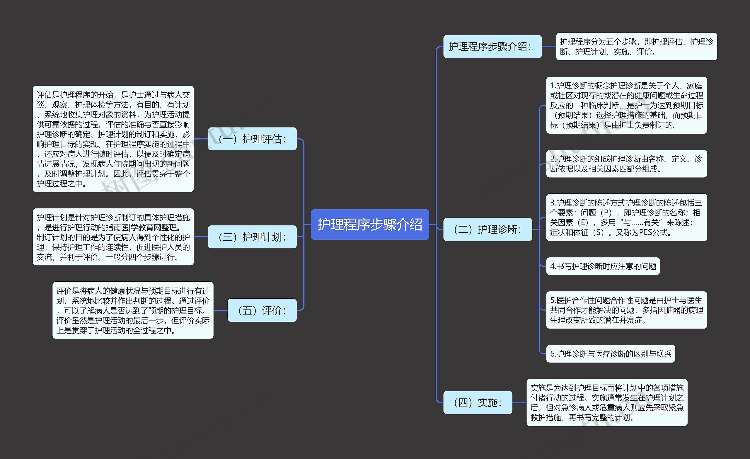 护理程序步骤介绍思维导图