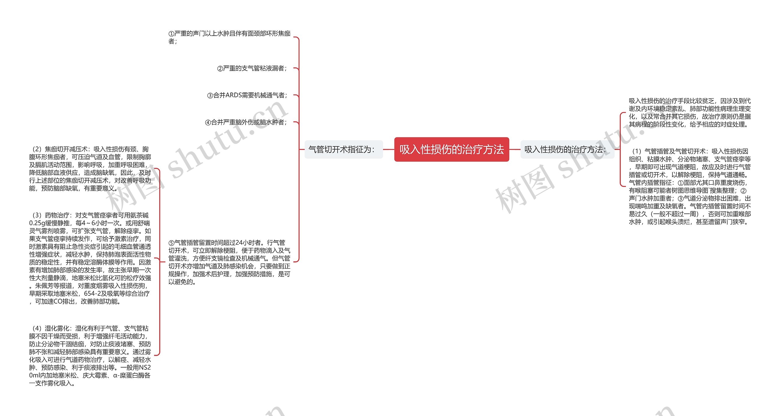 吸入性损伤的治疗方法思维导图