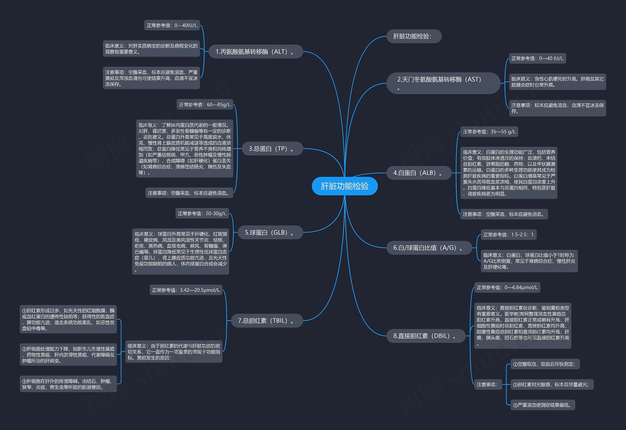 肝脏功能检验思维导图