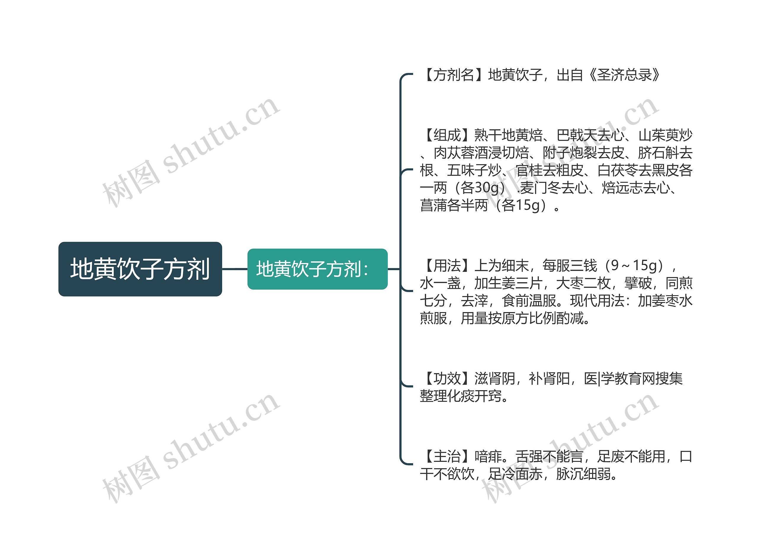 地黄饮子方剂思维导图