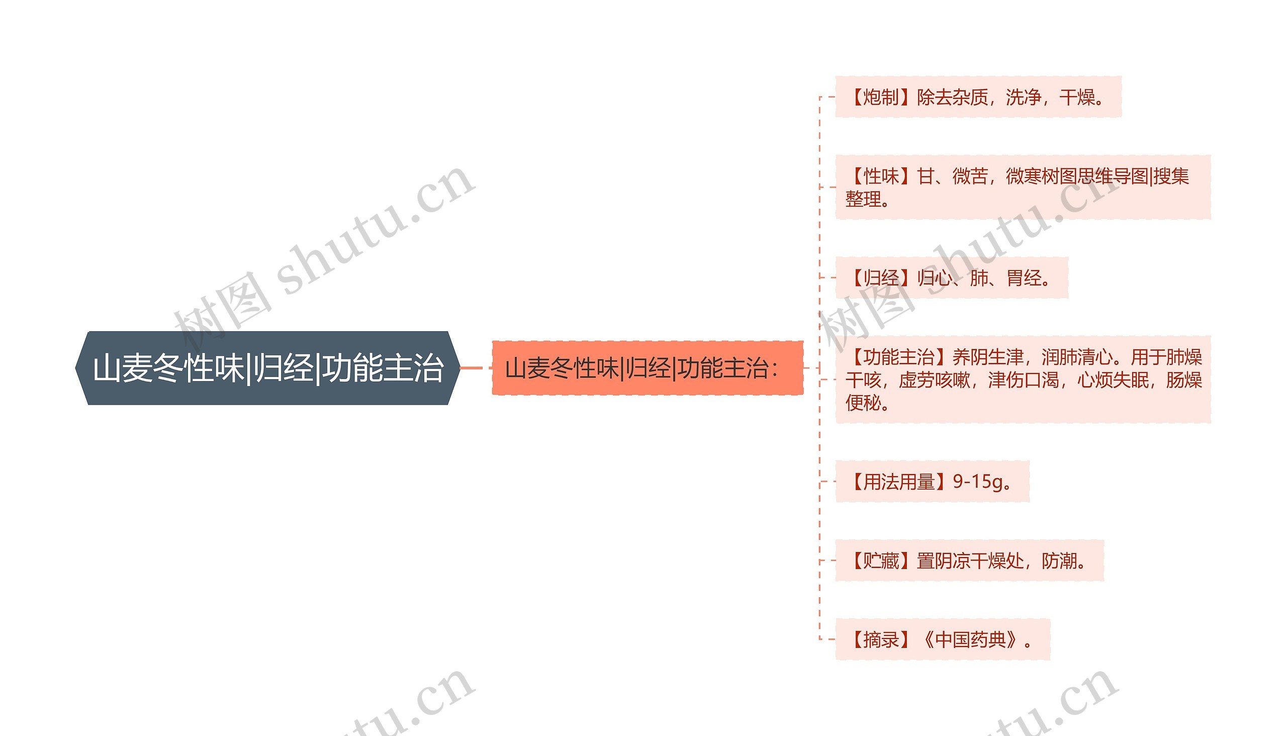 山麦冬性味|归经|功能主治思维导图