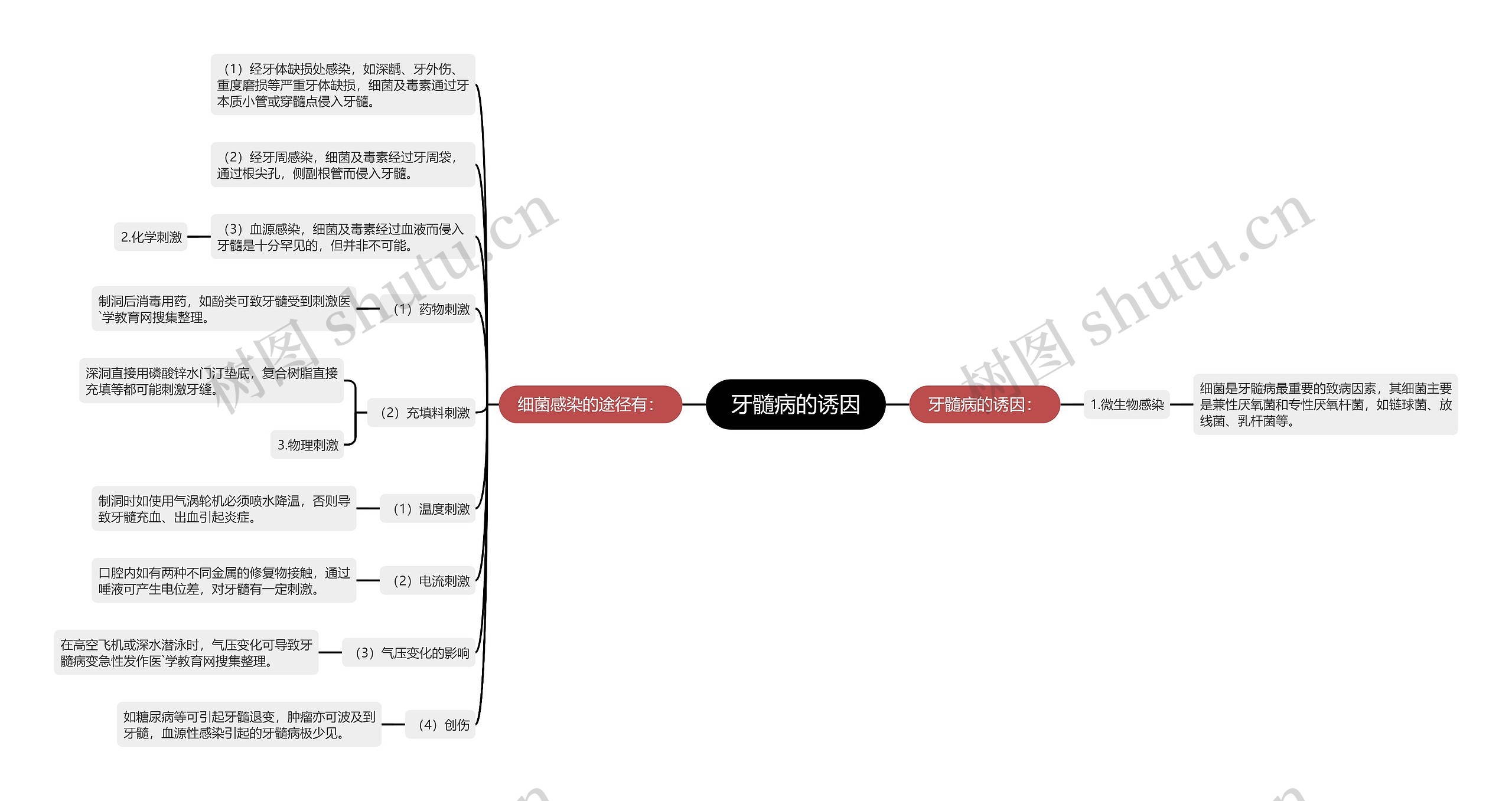牙髓病的诱因思维导图