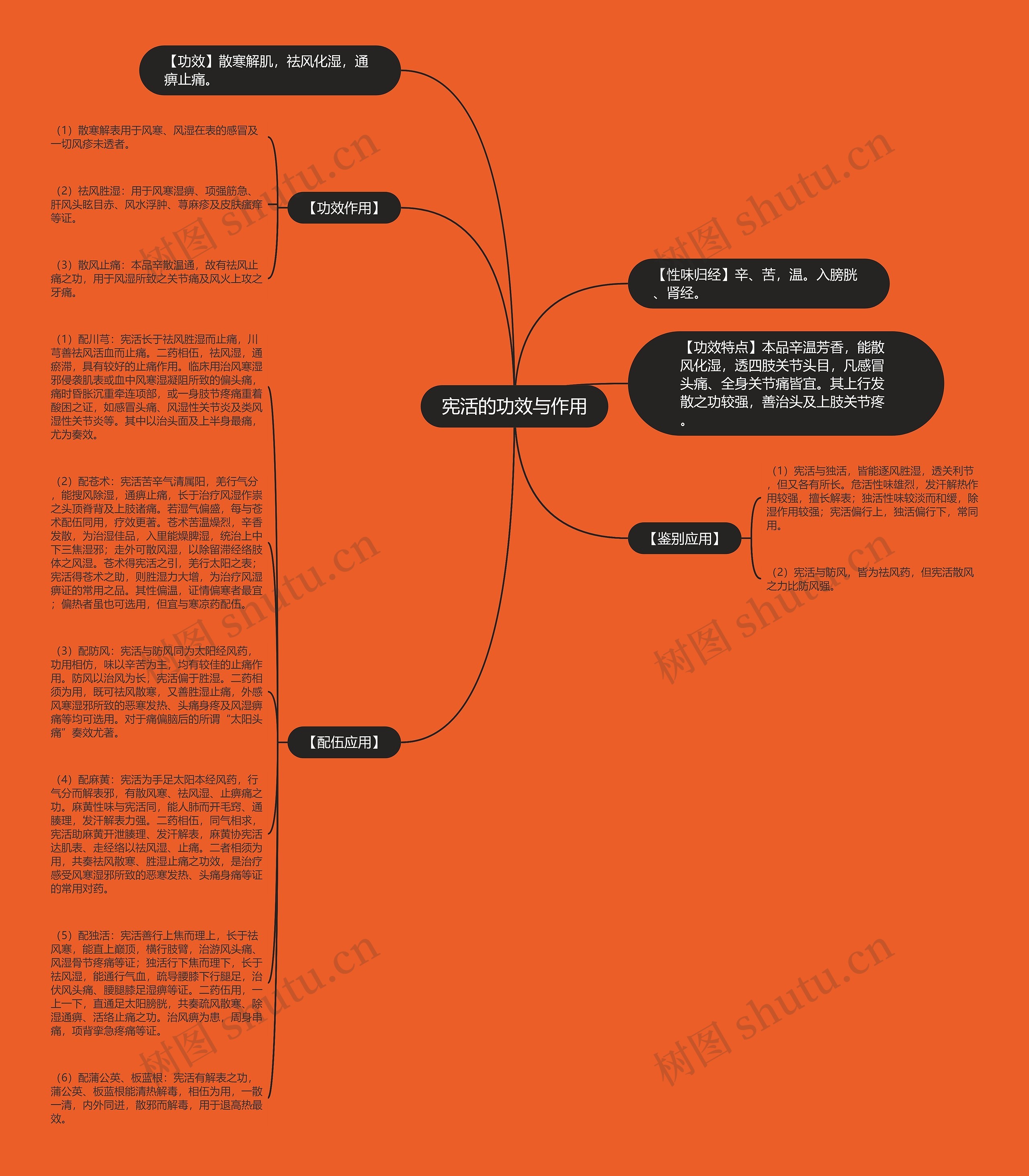 宪活的功效与作用思维导图