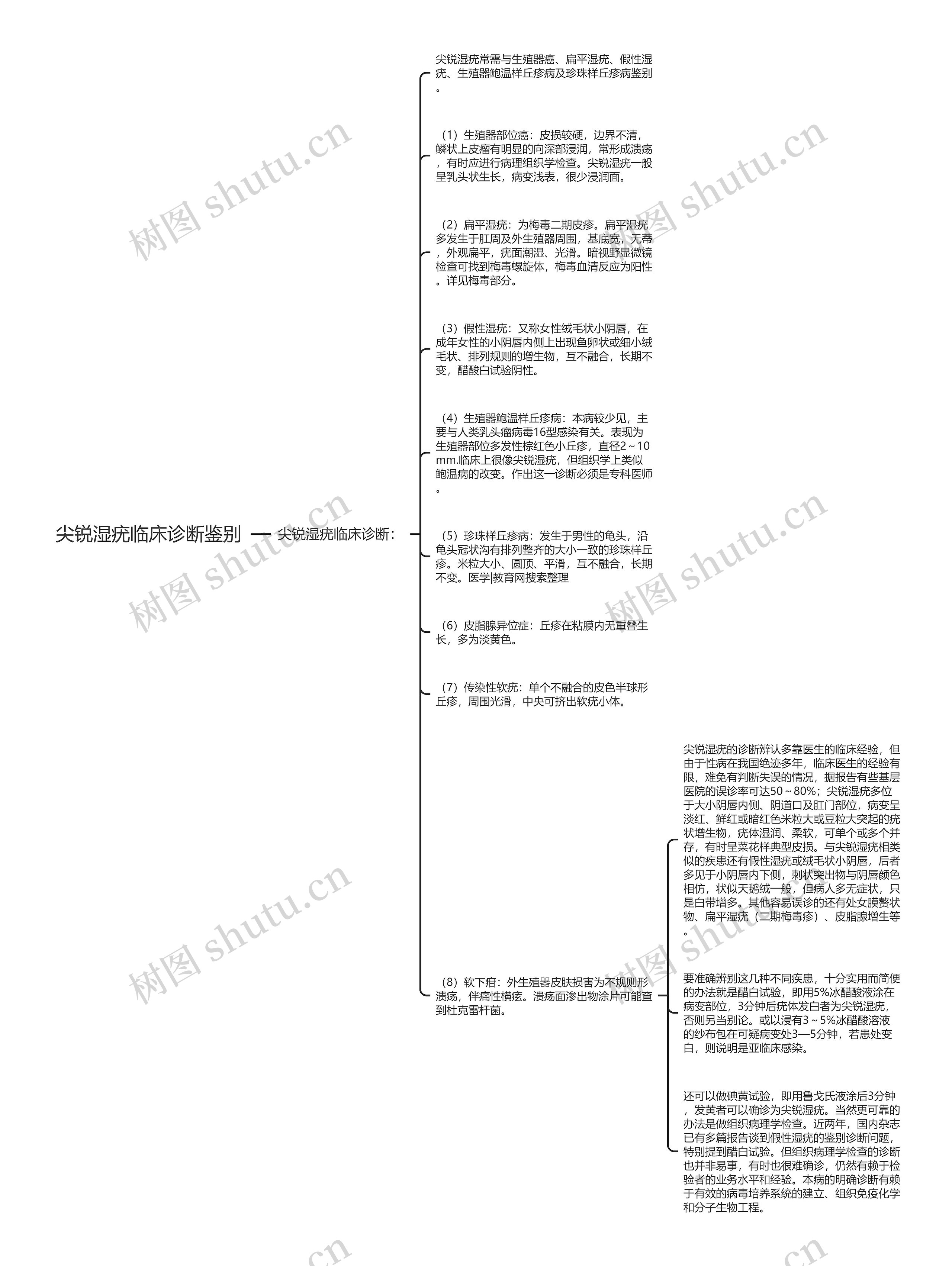 尖锐湿疣临床诊断鉴别思维导图