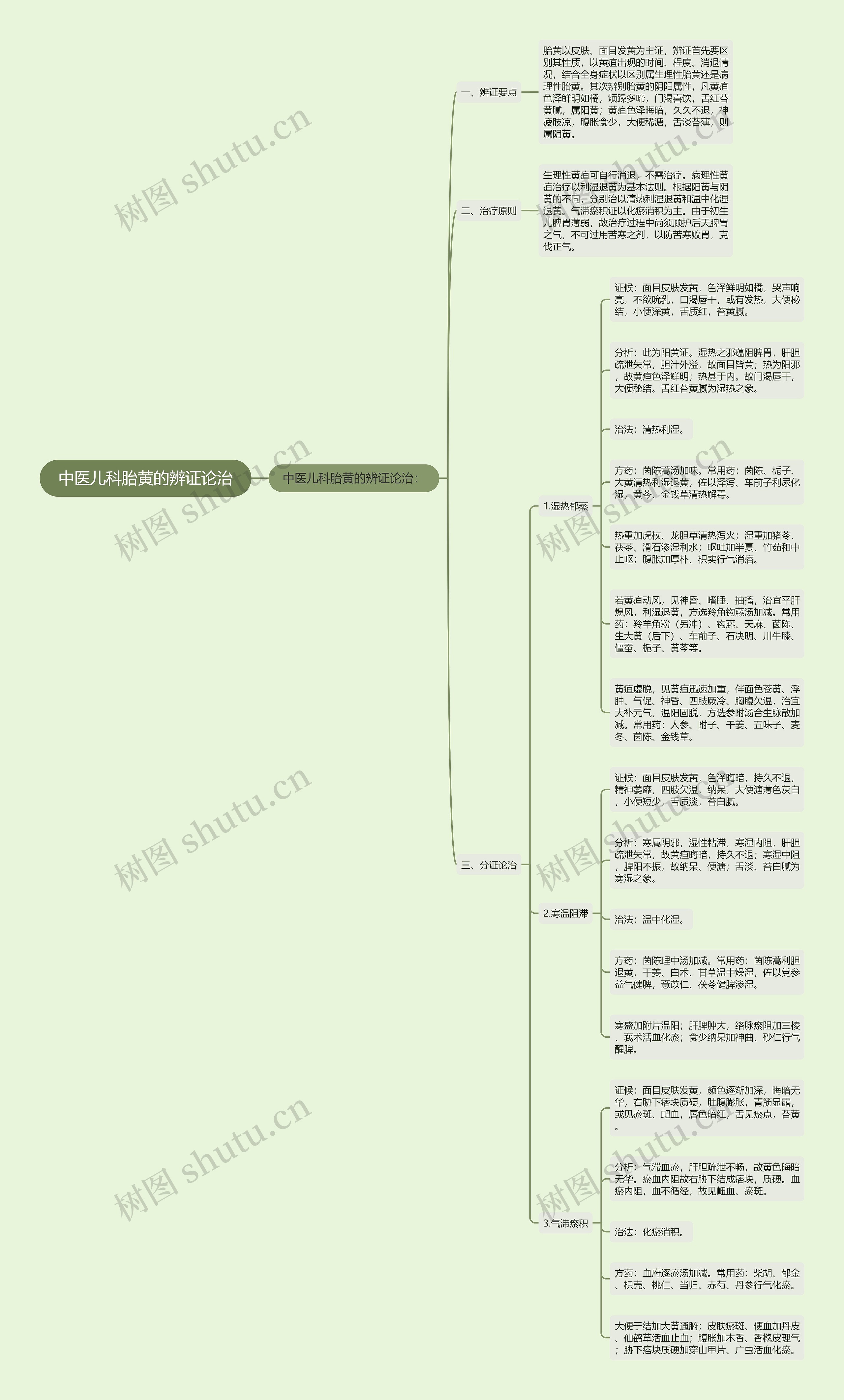 中医儿科胎黄的辨证论治思维导图