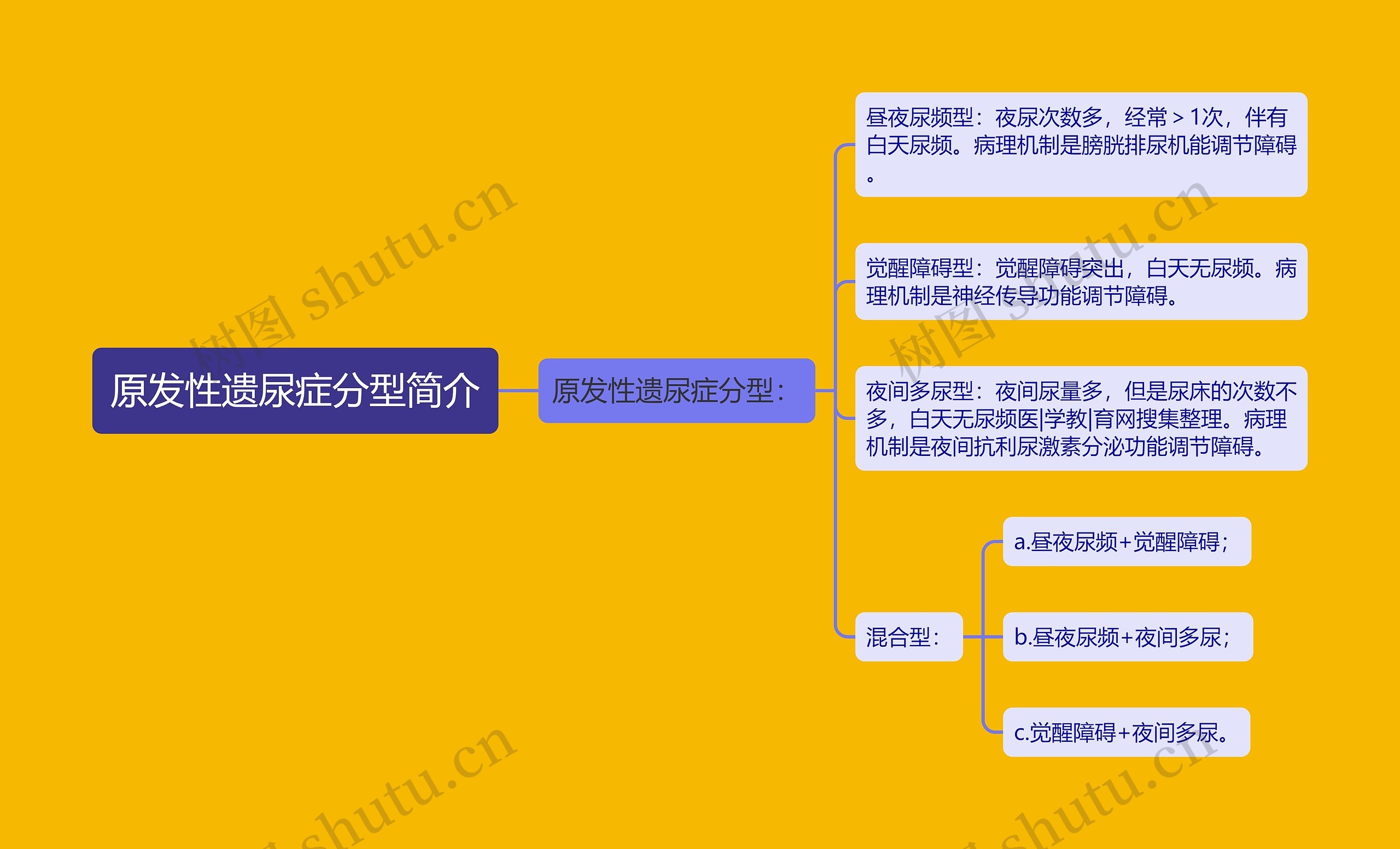 原发性遗尿症分型简介思维导图