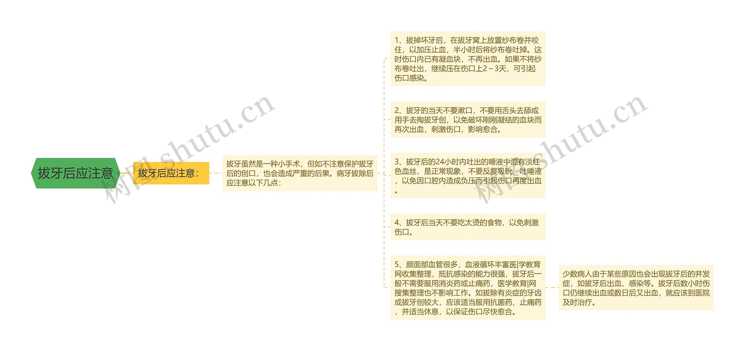 拔牙后应注意思维导图