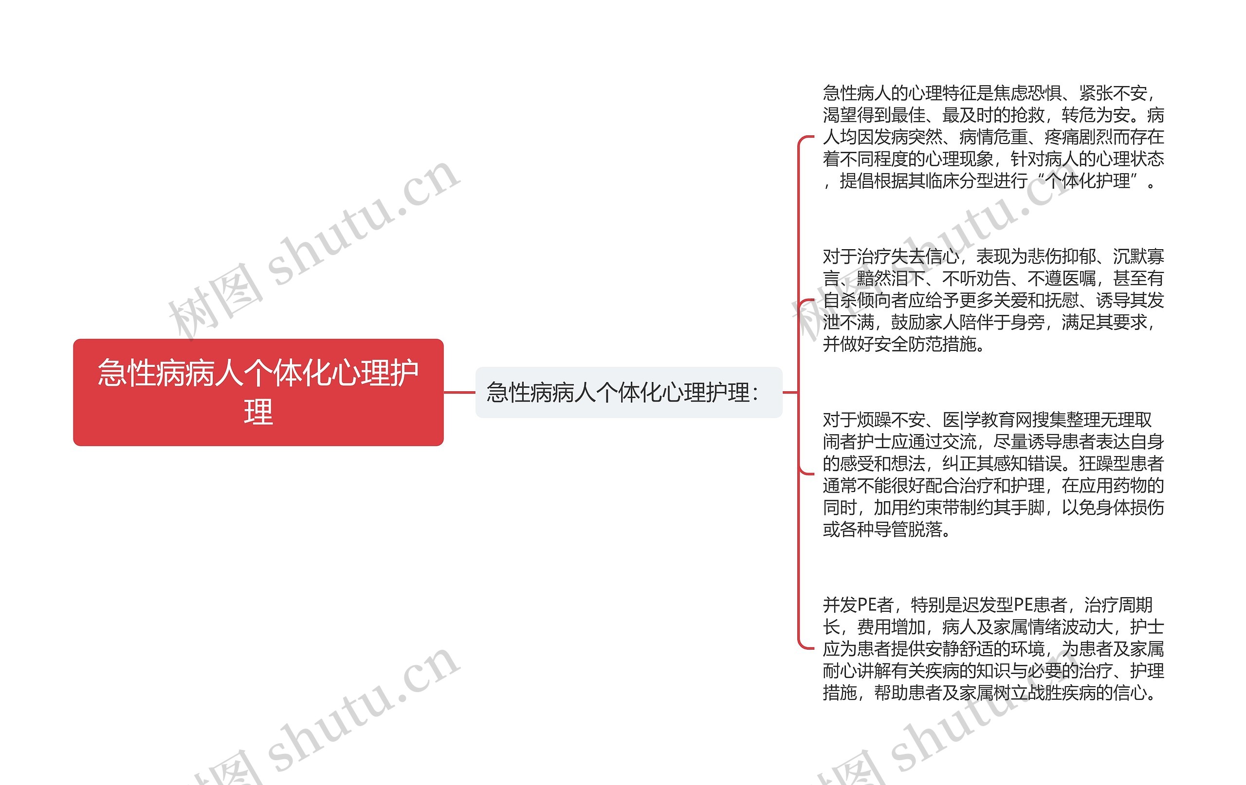 急性病病人个体化心理护理思维导图