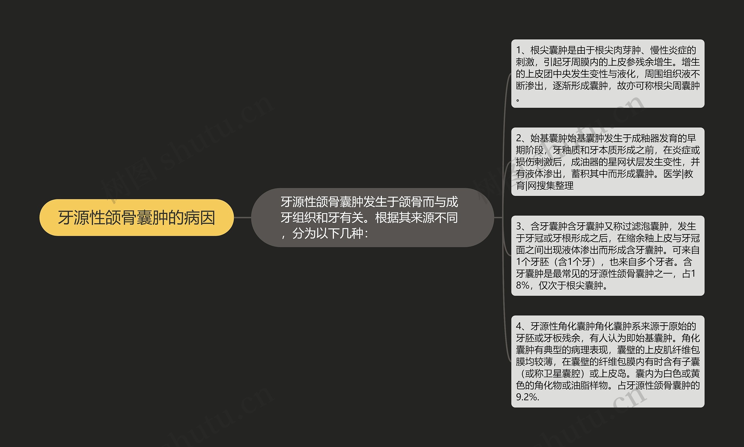 牙源性颌骨囊肿的病因思维导图