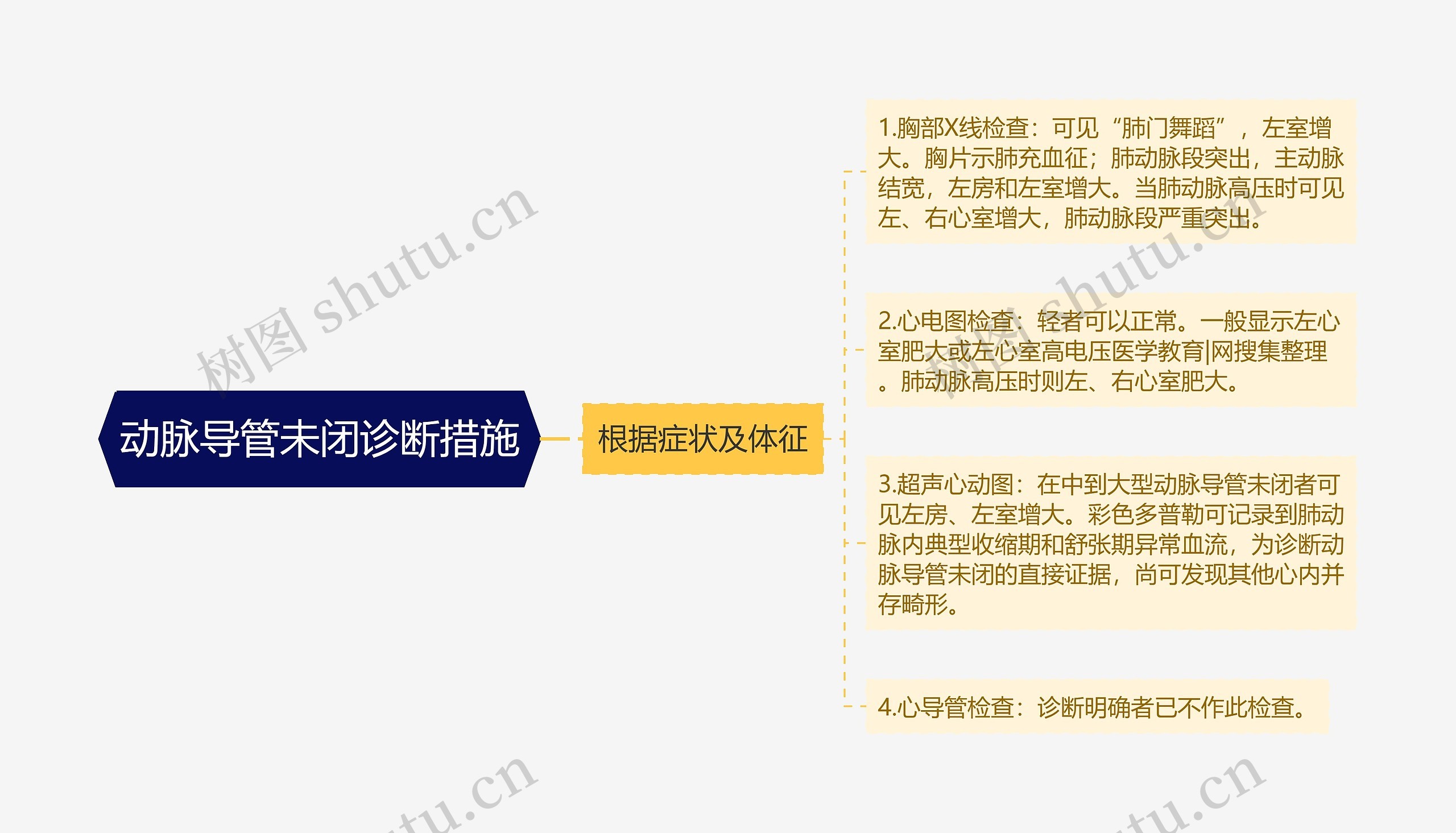 动脉导管未闭诊断措施思维导图