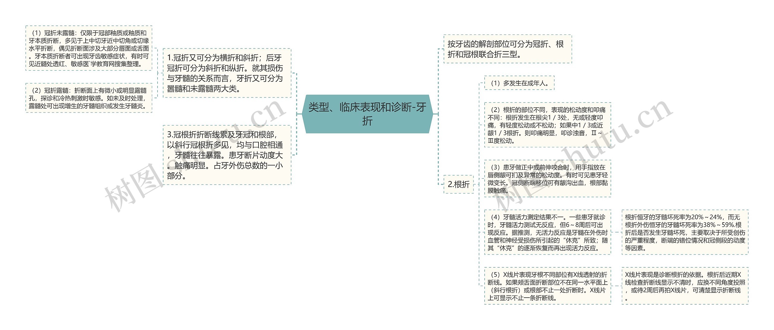 类型、临床表现和诊断-牙折思维导图