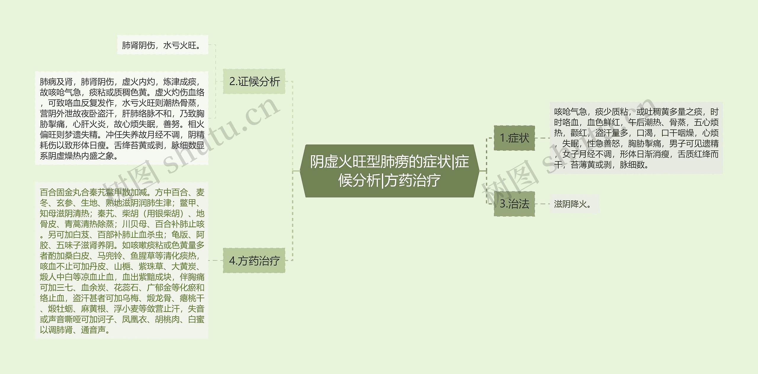 阴虚火旺型肺痨的症状|症候分析|方药治疗思维导图