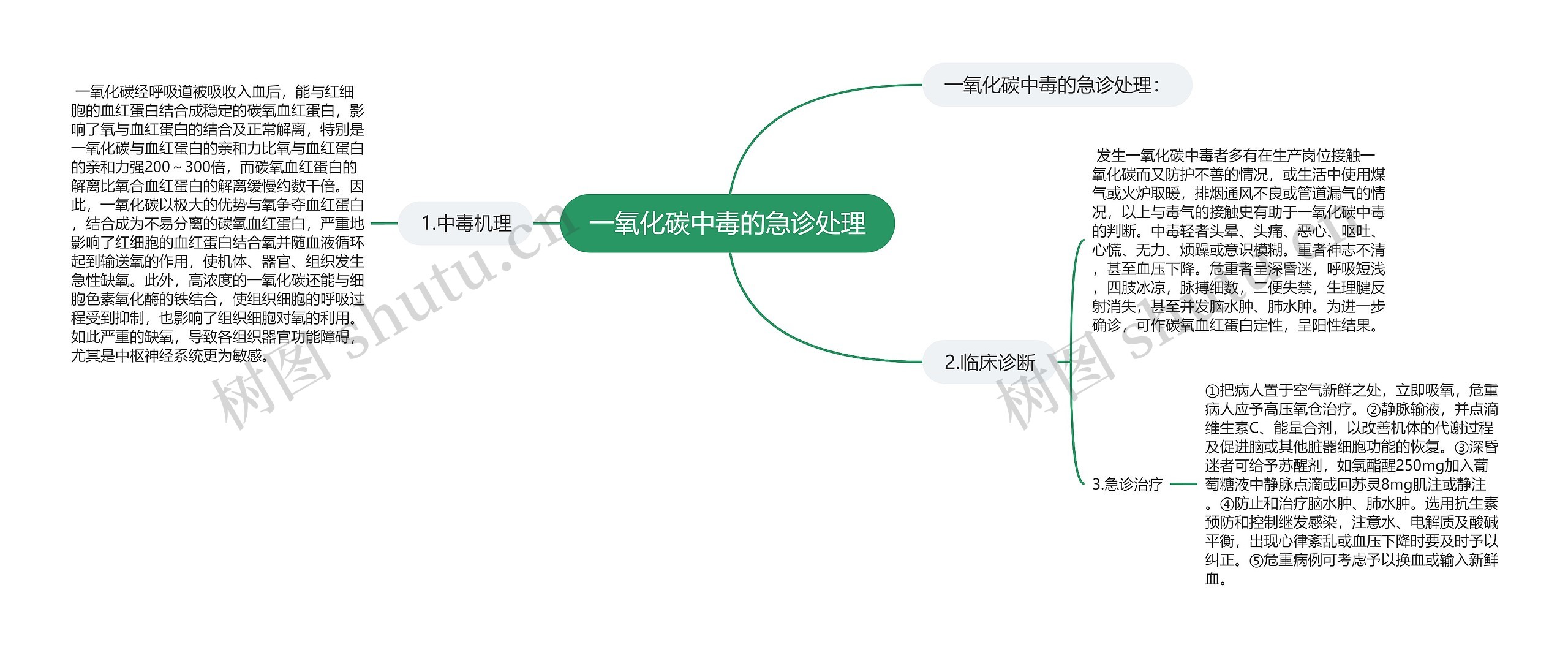 一氧化碳中毒的急诊处理思维导图