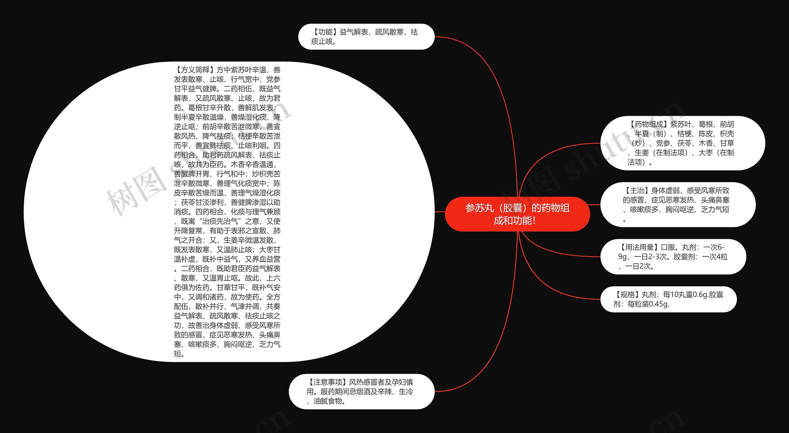 参苏丸（胶囊）的药物组成和功能！思维导图